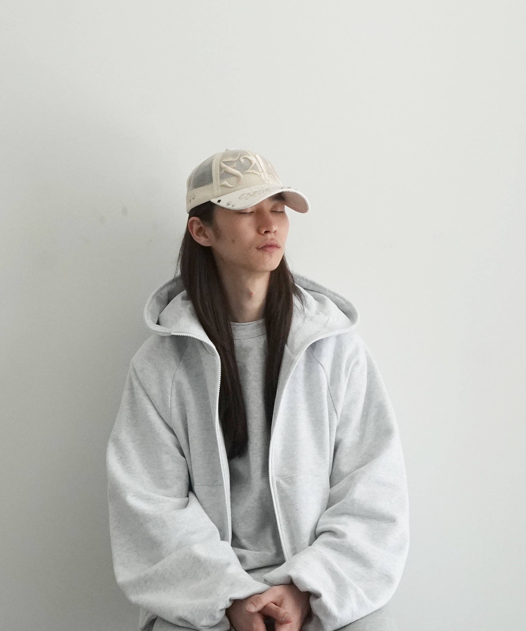 【EXCLUSIVE】FAKE AS FLOWERS Studed faf mesh cap "ECRU"