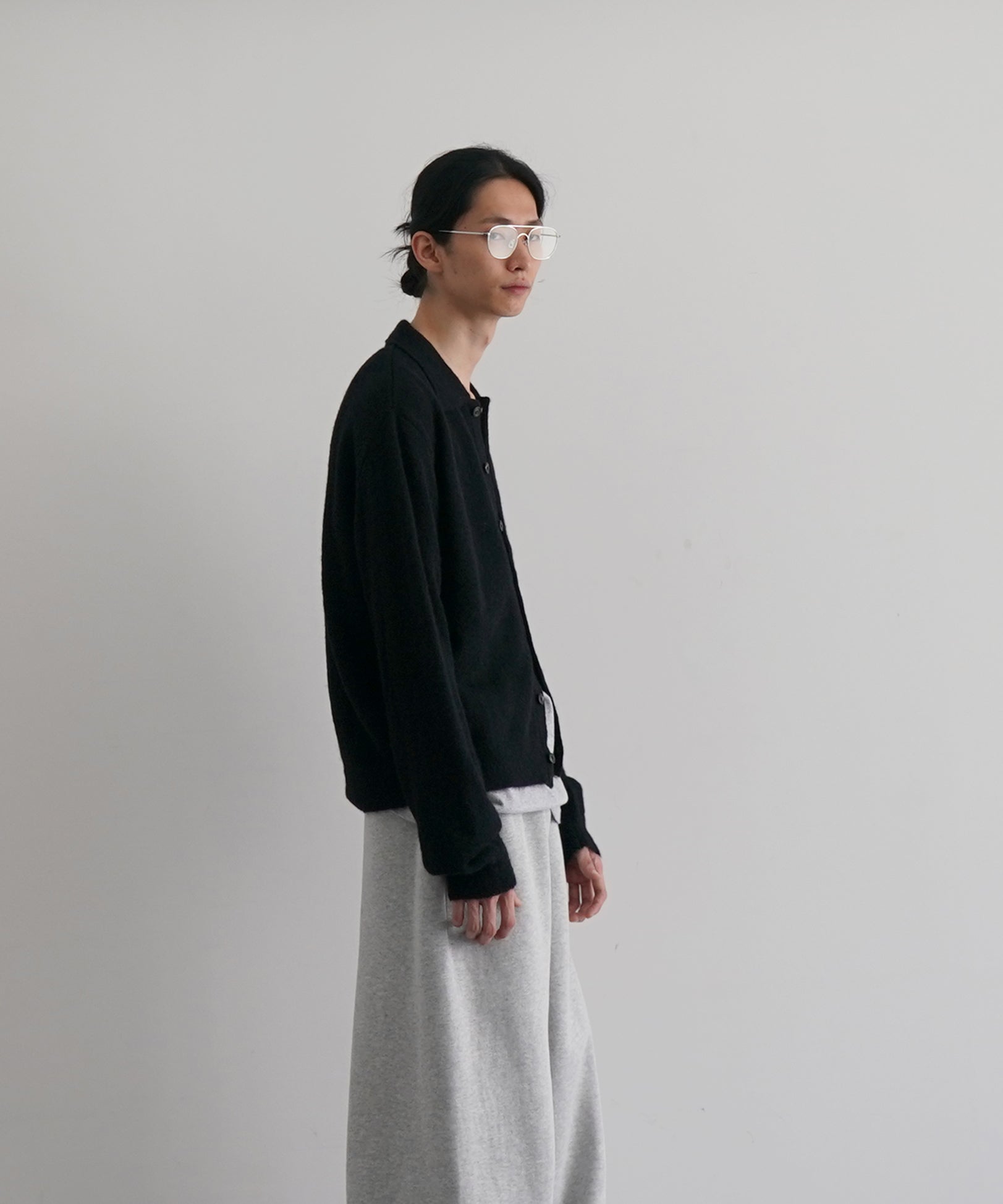 OUR LEGACY Evening polo "BLACK FUZZY ALPACA"