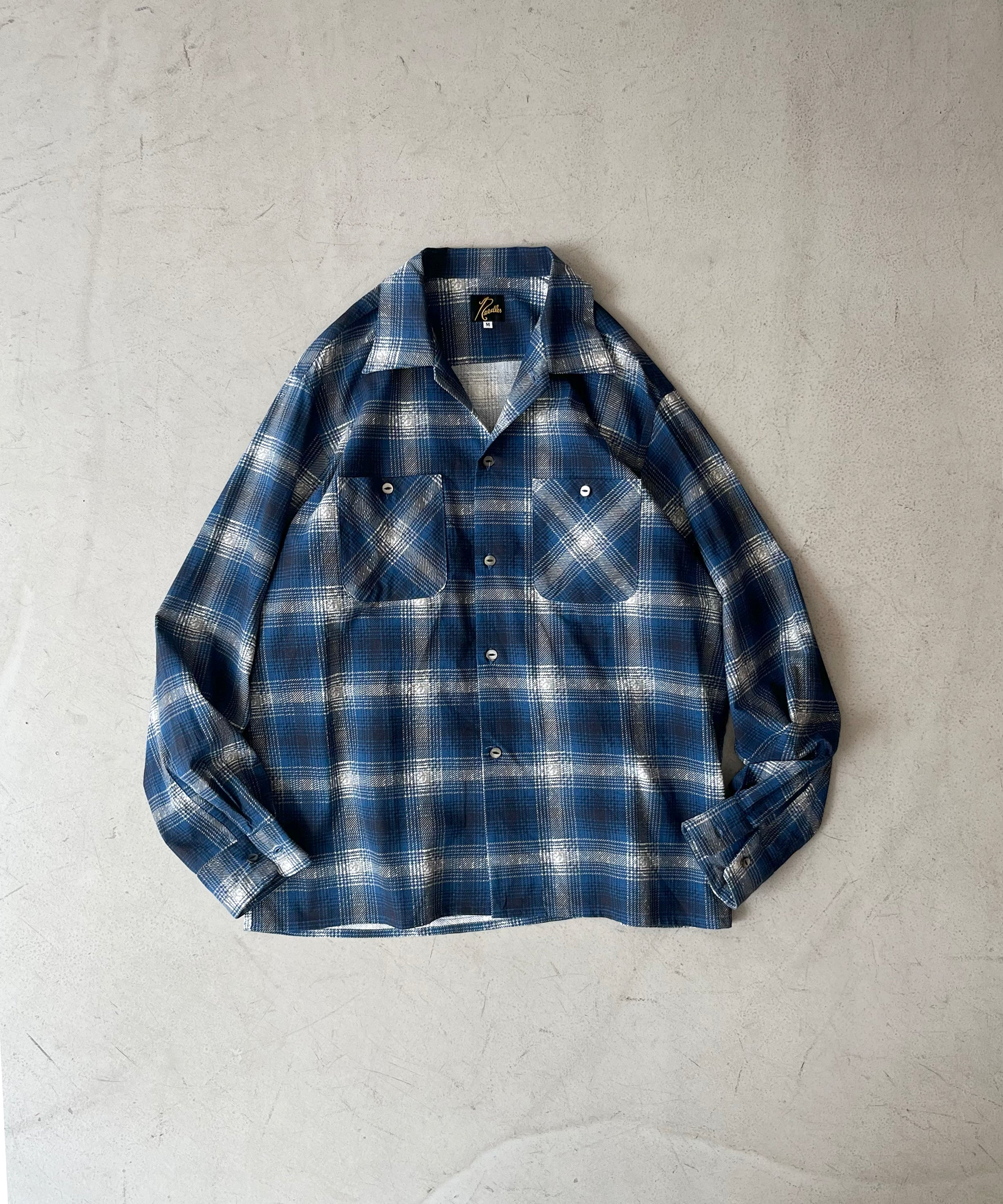 NEEDLES One - up shirt - printed flannel / plaid "BLUE"