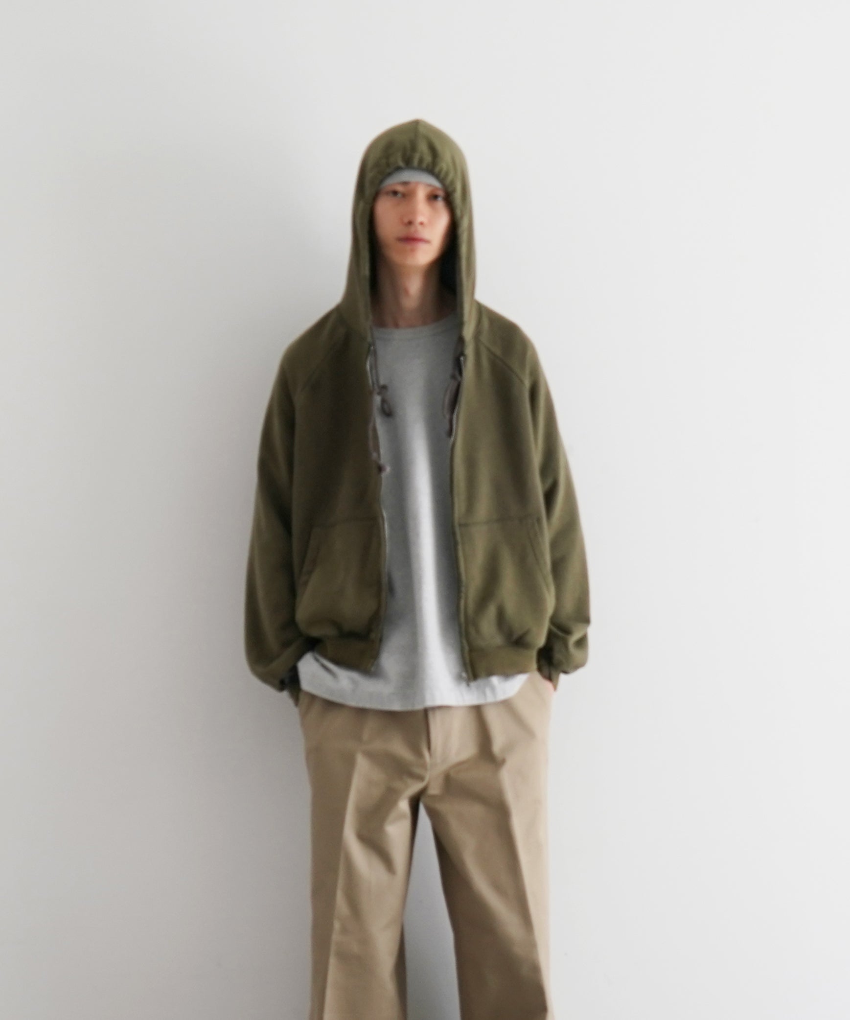 Basketcase Hench, thermal lined zip-up hoodie "WASHED BROWN"