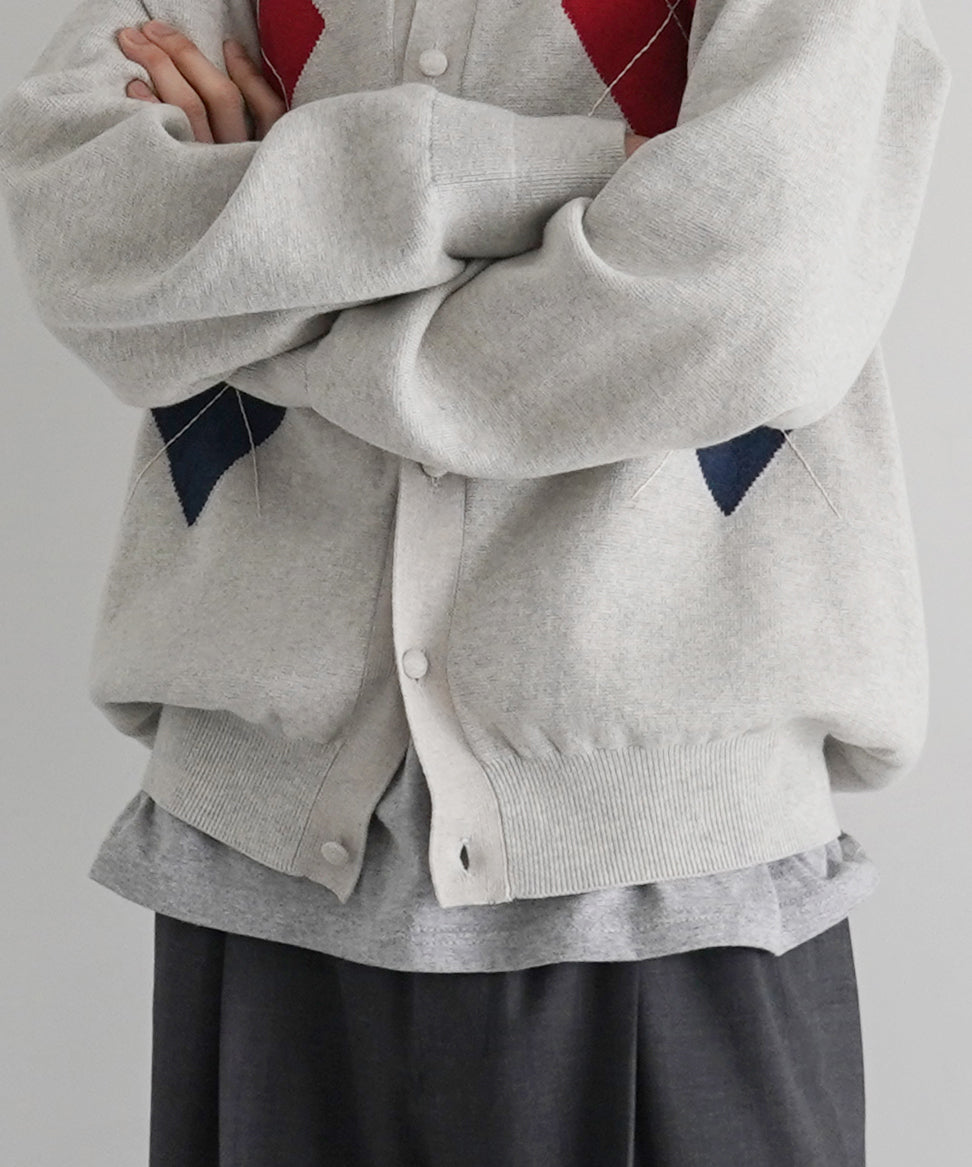 KAIKO Argyle polo cardigan "FIGURE"