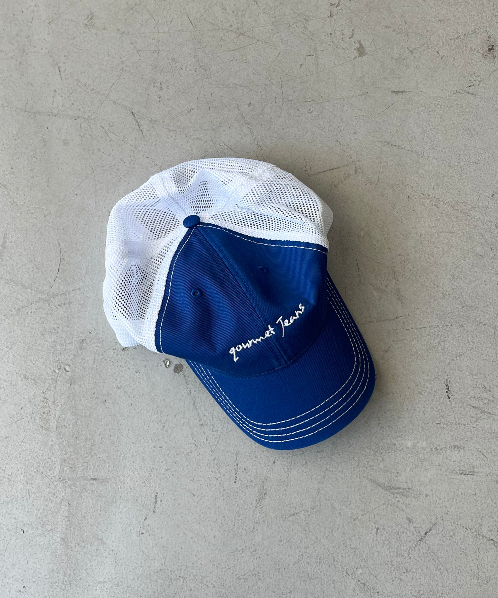 【EXCLUSIVE】gourmet jeans Mesh cap gourmet jeans "SAX×KHAKI"