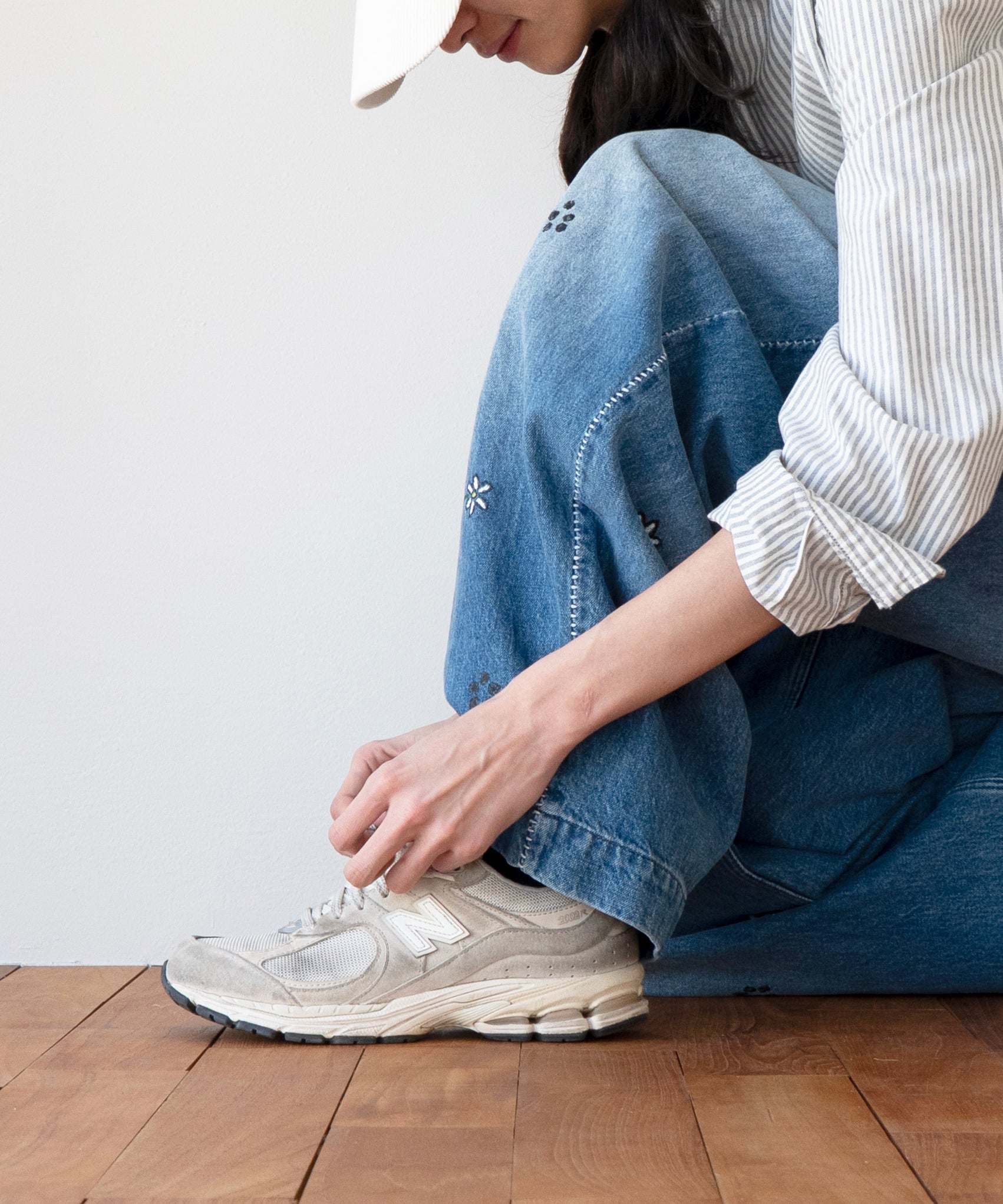 my beautiful landlet Tucked wide denim pants "BLUE"