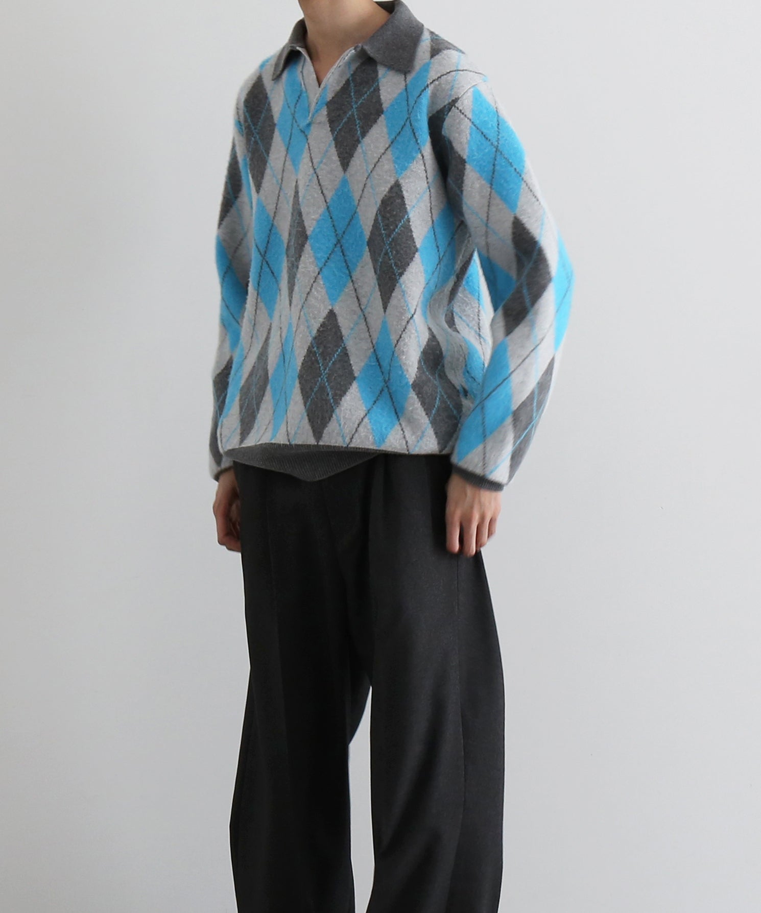 【Pre order】KAIKO Domestic knit polo shirt "FIGURE BLUE"