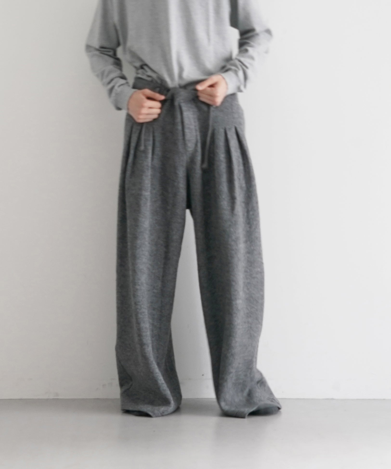 SOSHIOTSUKI Wool double face baggy pants "GREY"