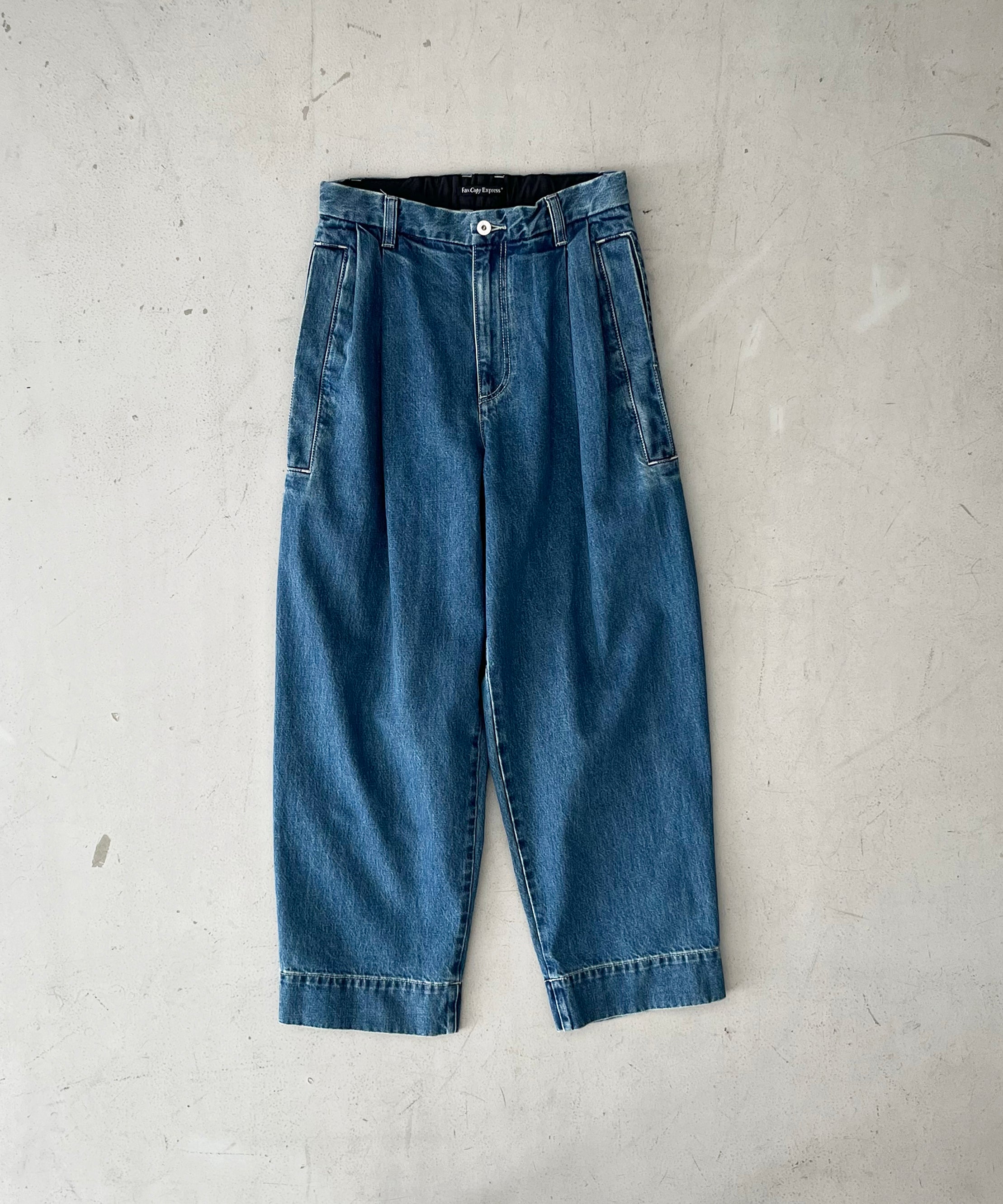 Fax Copy Express Retro pleated blue denim pants "BLUE" S