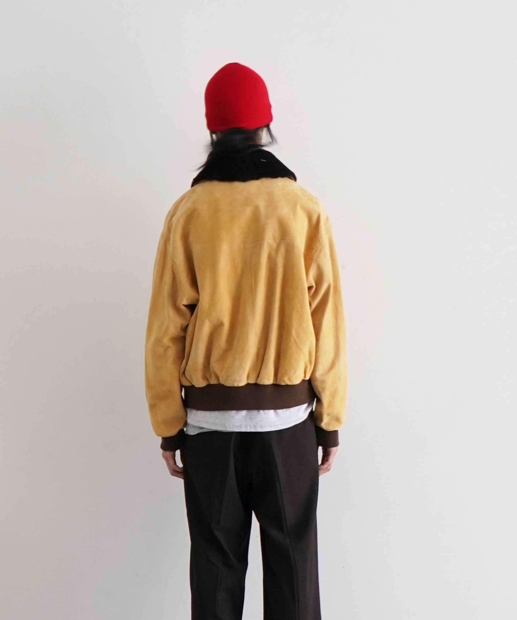 AURALEE Goat suede zip blouson "DUSTY YELLOW"