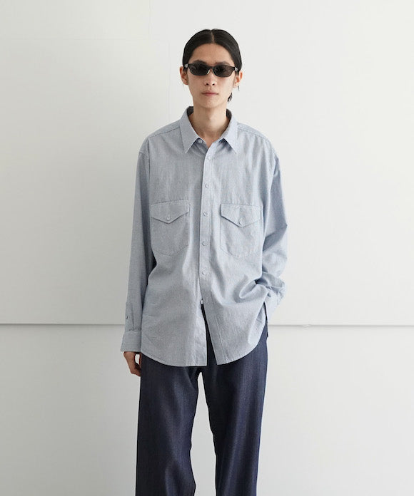 O- F.f shirt "BLUE HOUNDSTOOTH"