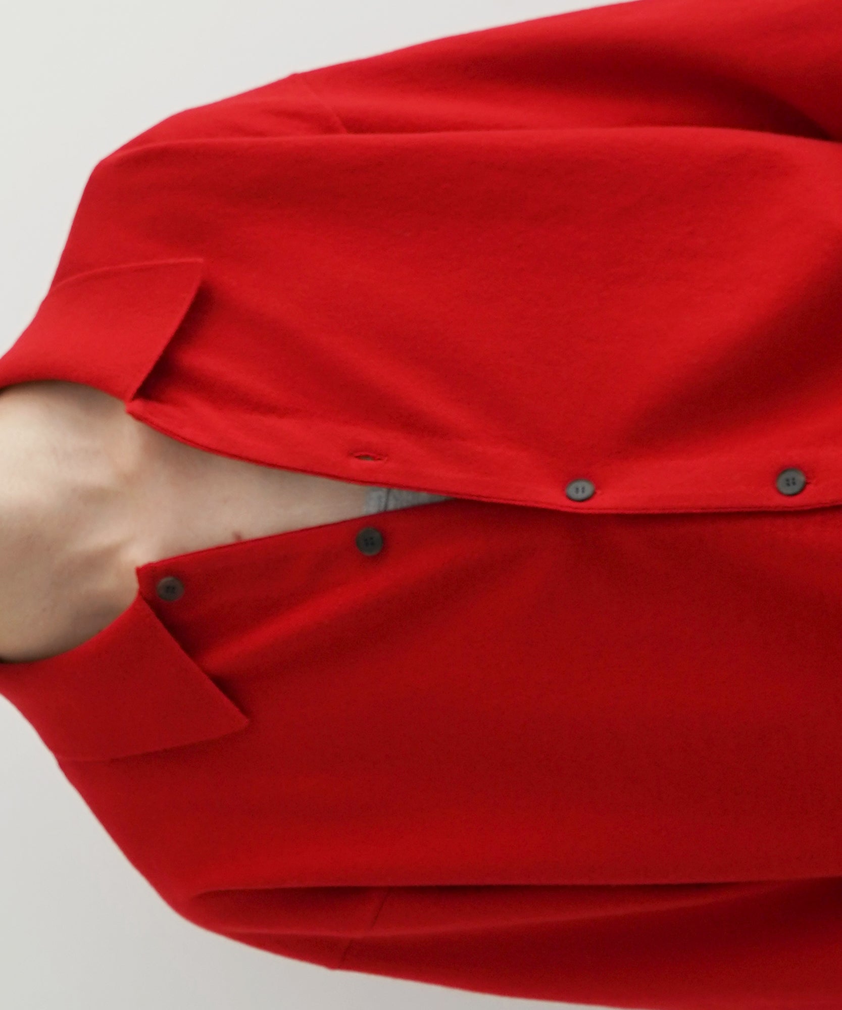AURALEE High twist wool knit shirt cardigan "RED"