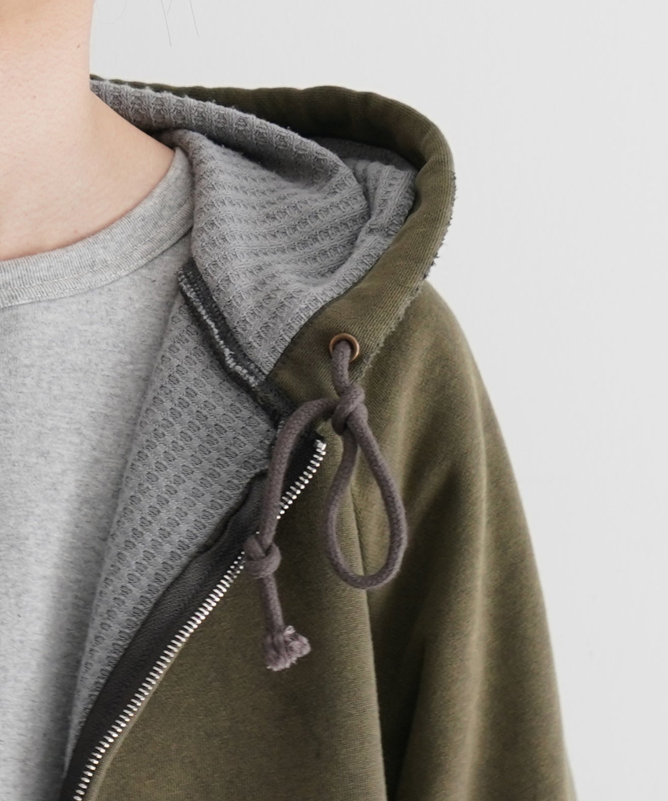 Basketcase Hench, thermal lined zip-up hoodie "WASHED BROWN"