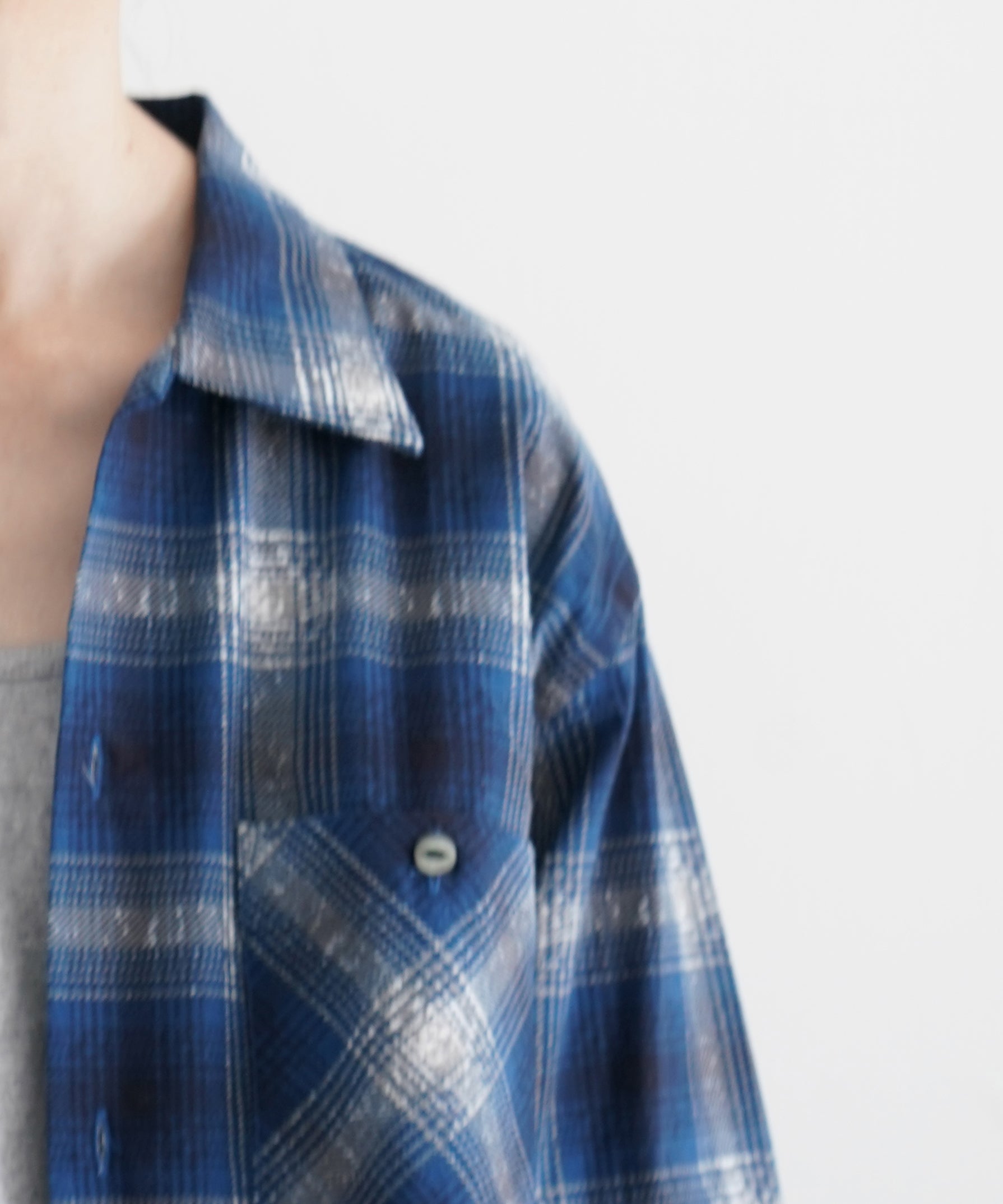 NEEDLES One - up shirt - printed flannel / plaid "BLUE"