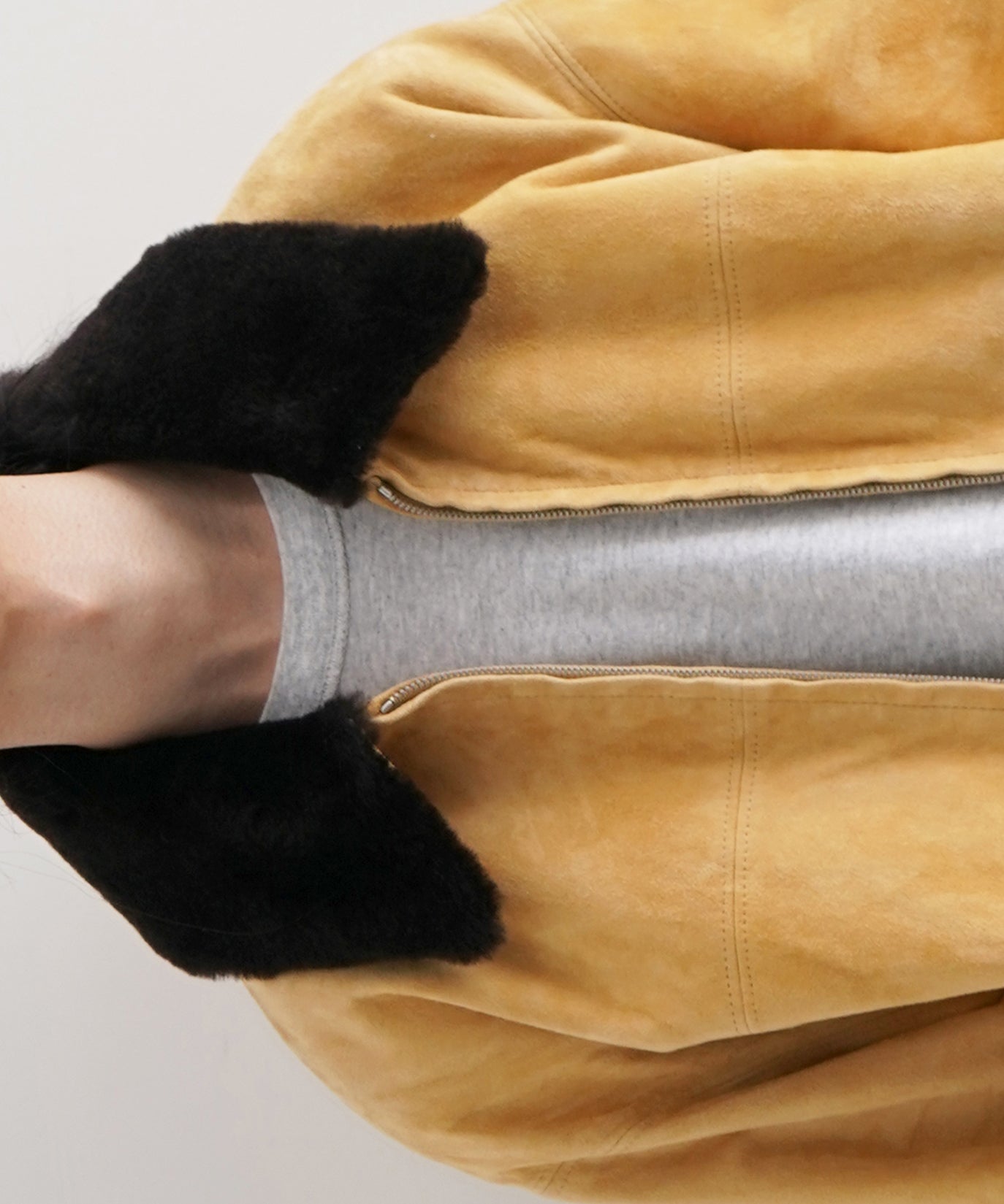 AURALEE Goat suede zip blouson "DUSTY YELLOW"
