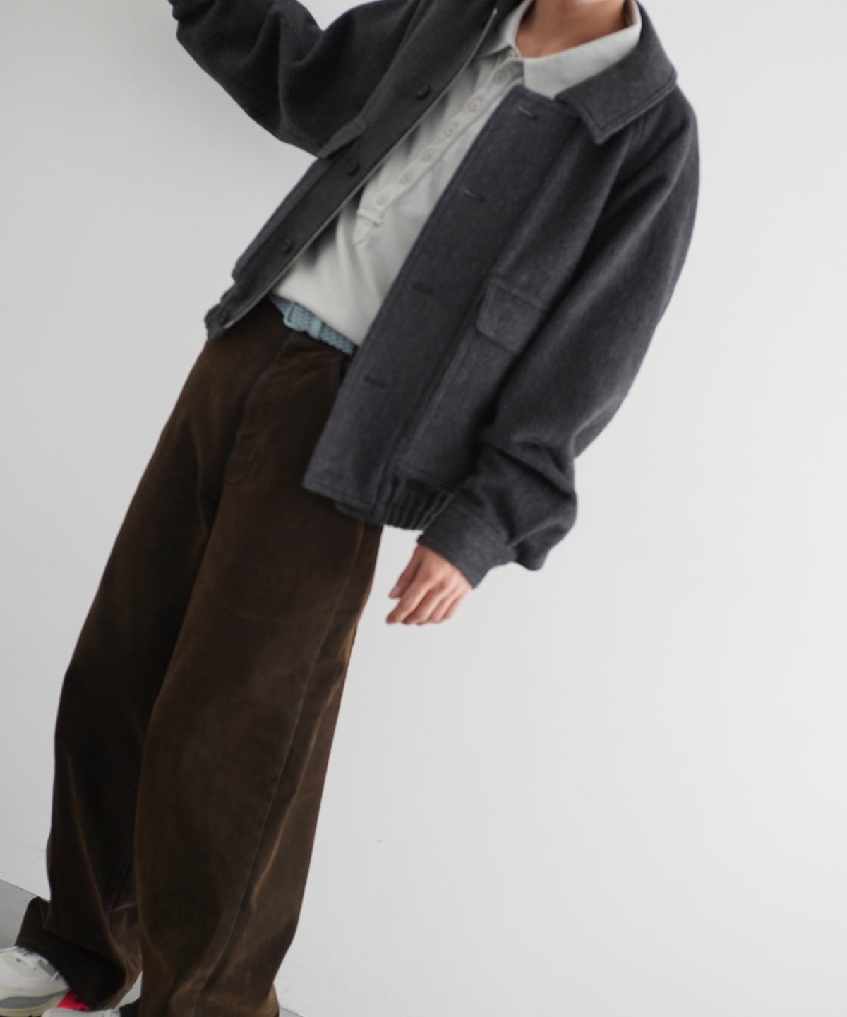 AURALEE Hairy wool mohair chambray blouson “DARK GRAY”