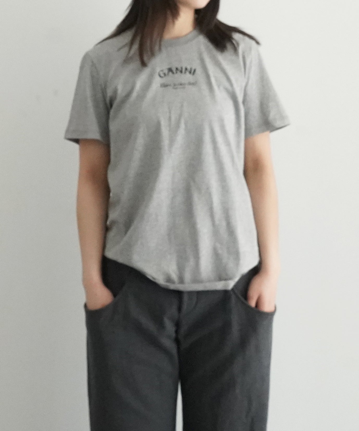 GANNI Thin jersey relaxed o-neck t-shirt "PALOMA MELANGE"