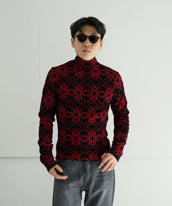 LUUDAN SLIM JACQUARD KNIT TURTLENECK 