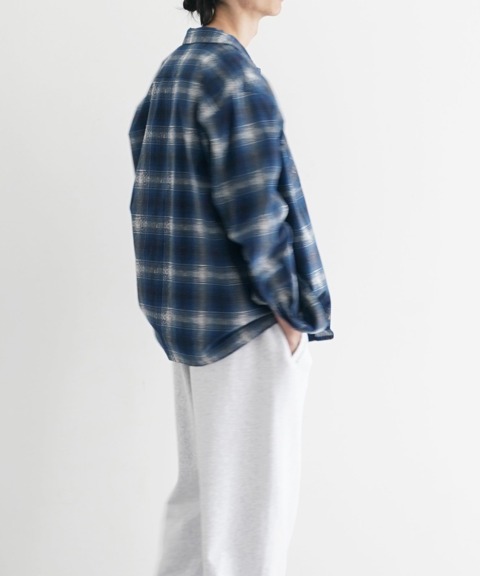 NEEDLES One - up shirt - printed flannel / plaid "BLUE"