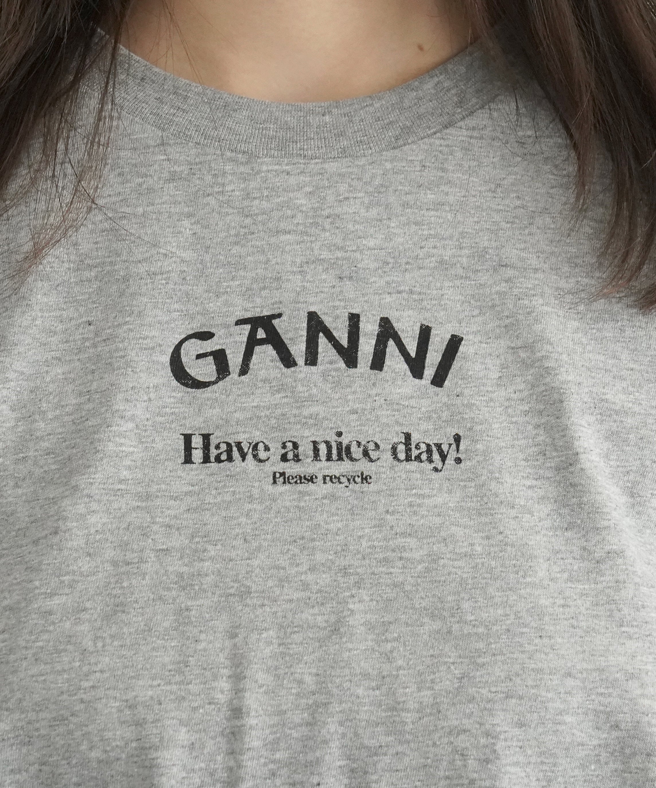 GANNI Thin jersey relaxed o-neck t-shirt "PALOMA MELANGE"