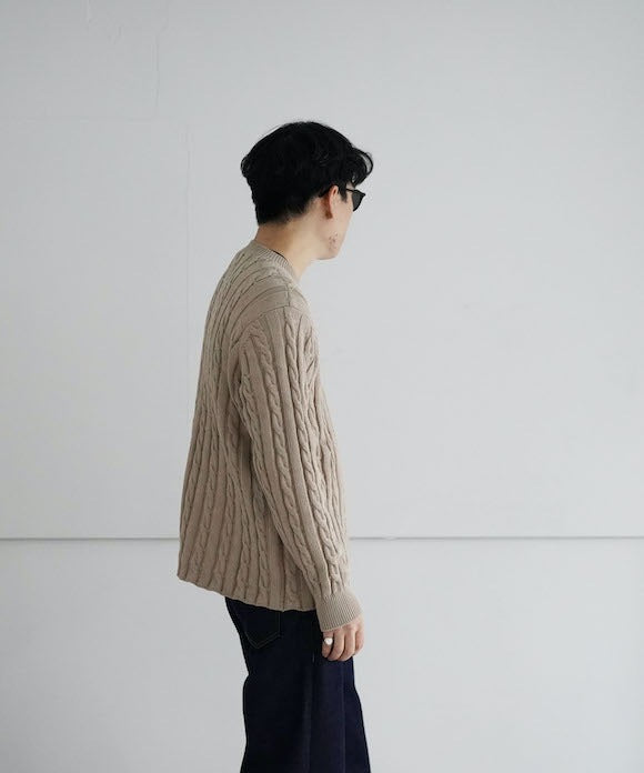 AURALEE Cotton cord cable knit big p/o "BEIGE"