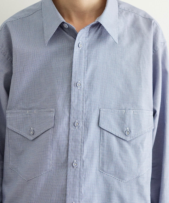 O- F.f shirt "BLUE HOUNDSTOOTH"