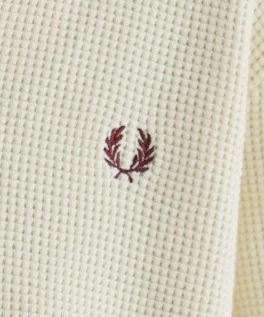 FRED PERRY Waffle stitch half zip jumper "ECRU"