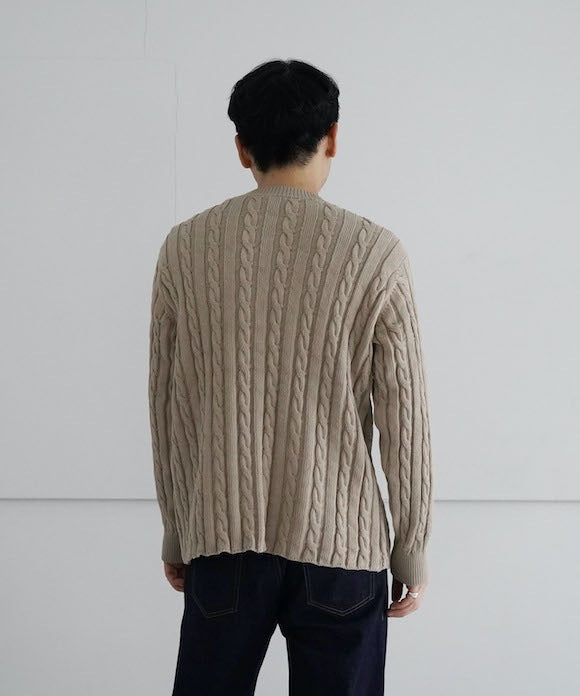 AURALEE Cotton cord cable knit big p/o "BEIGE"