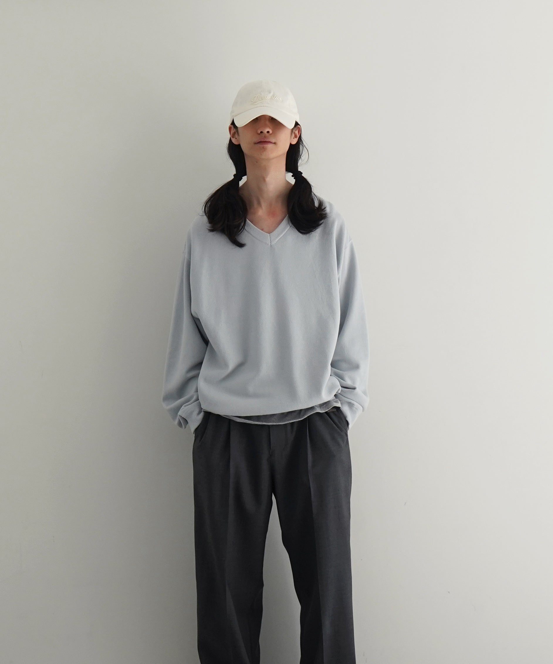 【EXCLUSIVE】crepuscule Co/ra moss stitch p/o "BLUE GRAY"