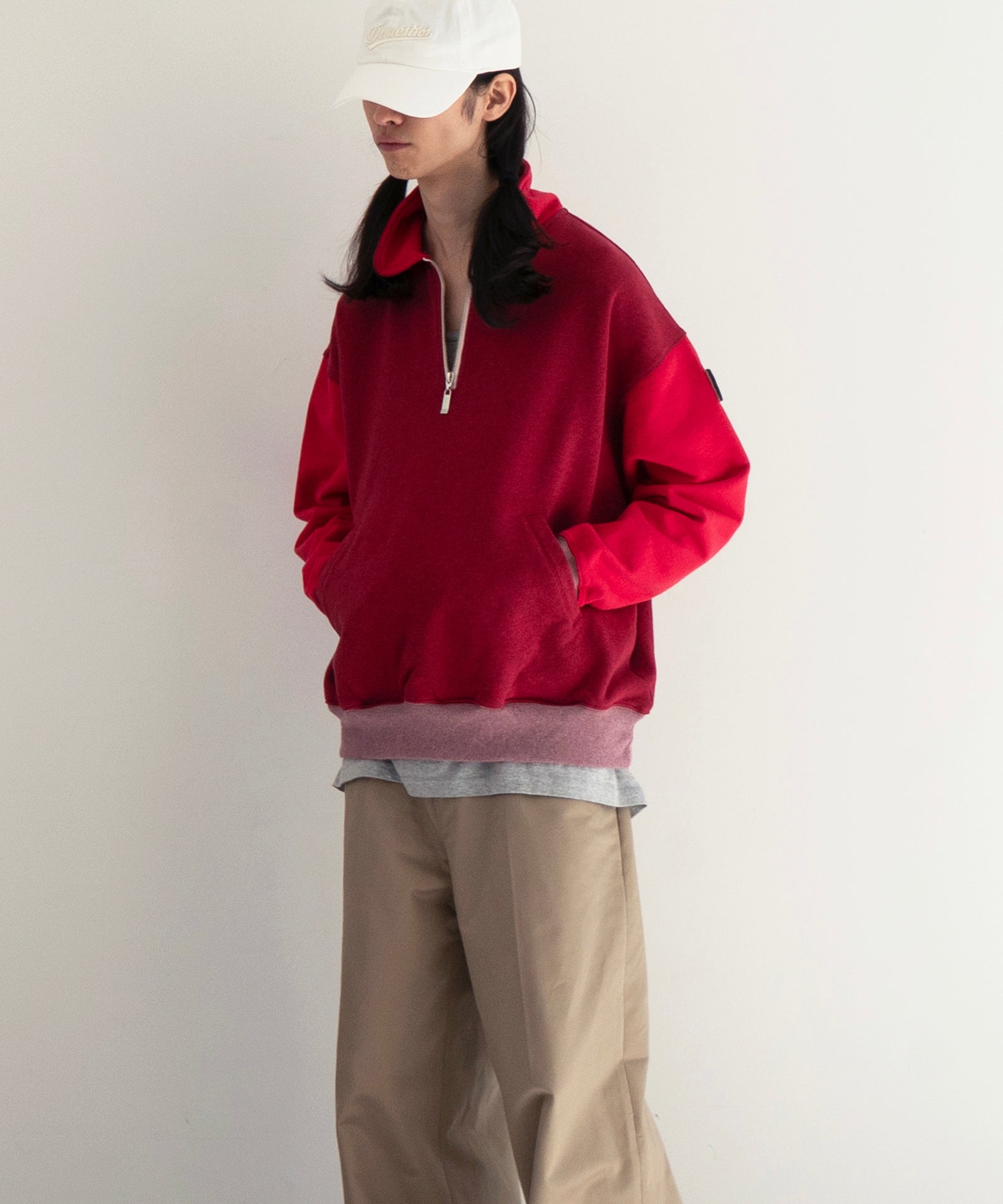 PHINGERIN【フィンガリン】Half-zip collar sweatshirt dyed heather 