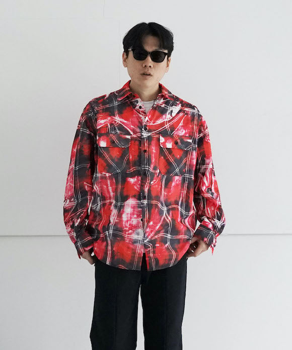 doublet MIRAGE PRINTED CHECKED SHIRT 