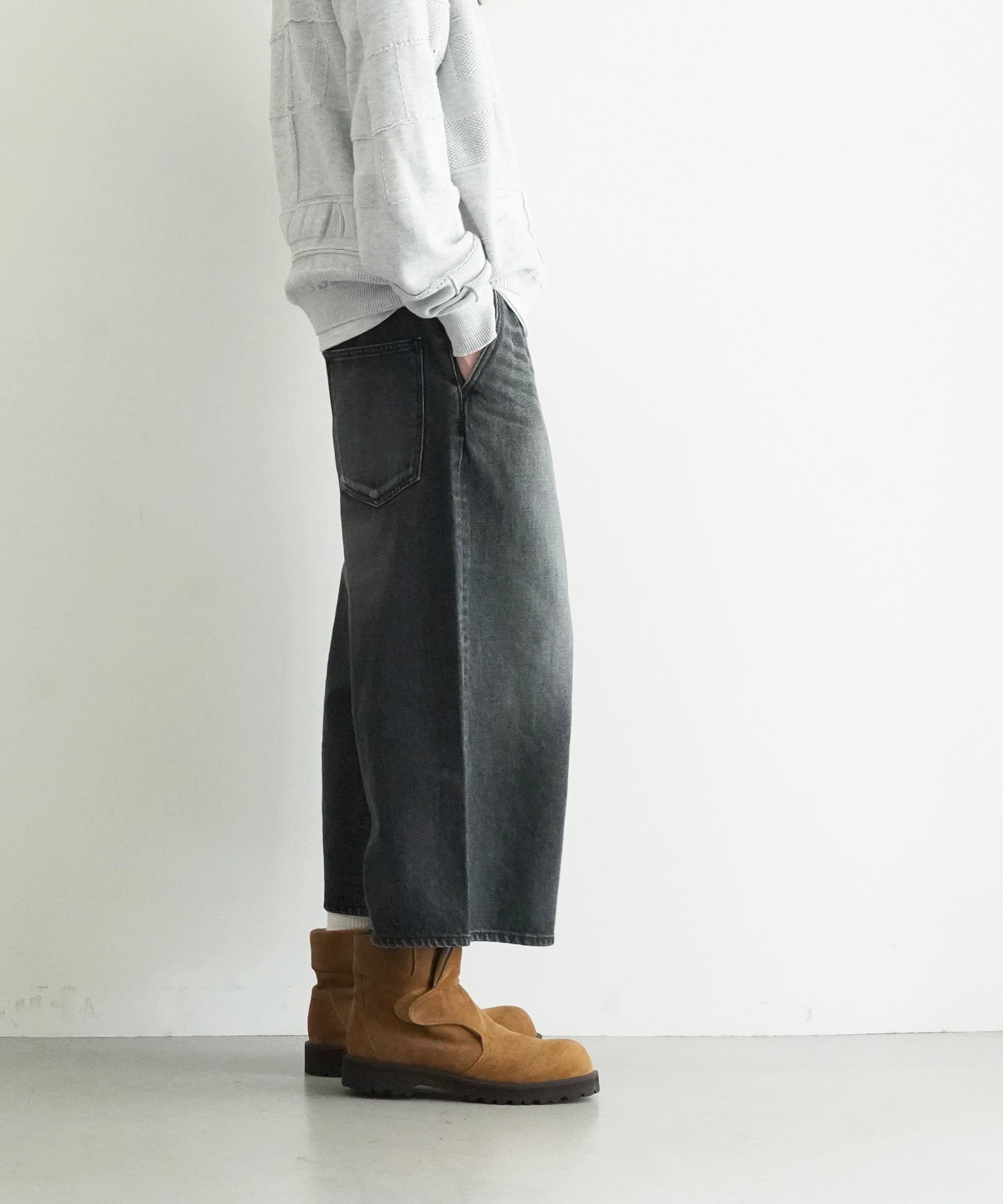 order Loose denim half pants used "BLACK"