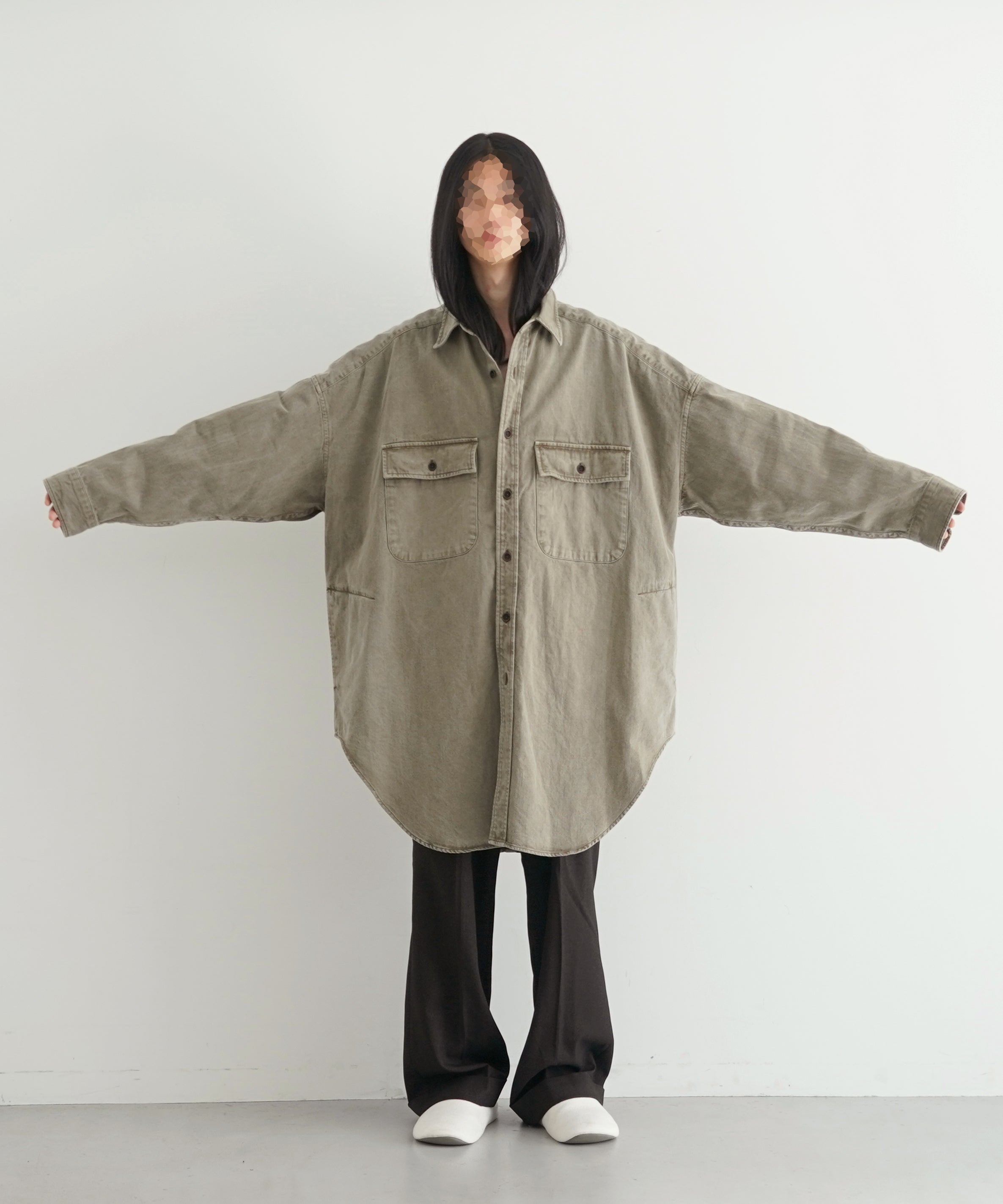 ensou. Whale work shirt "OLIVE"