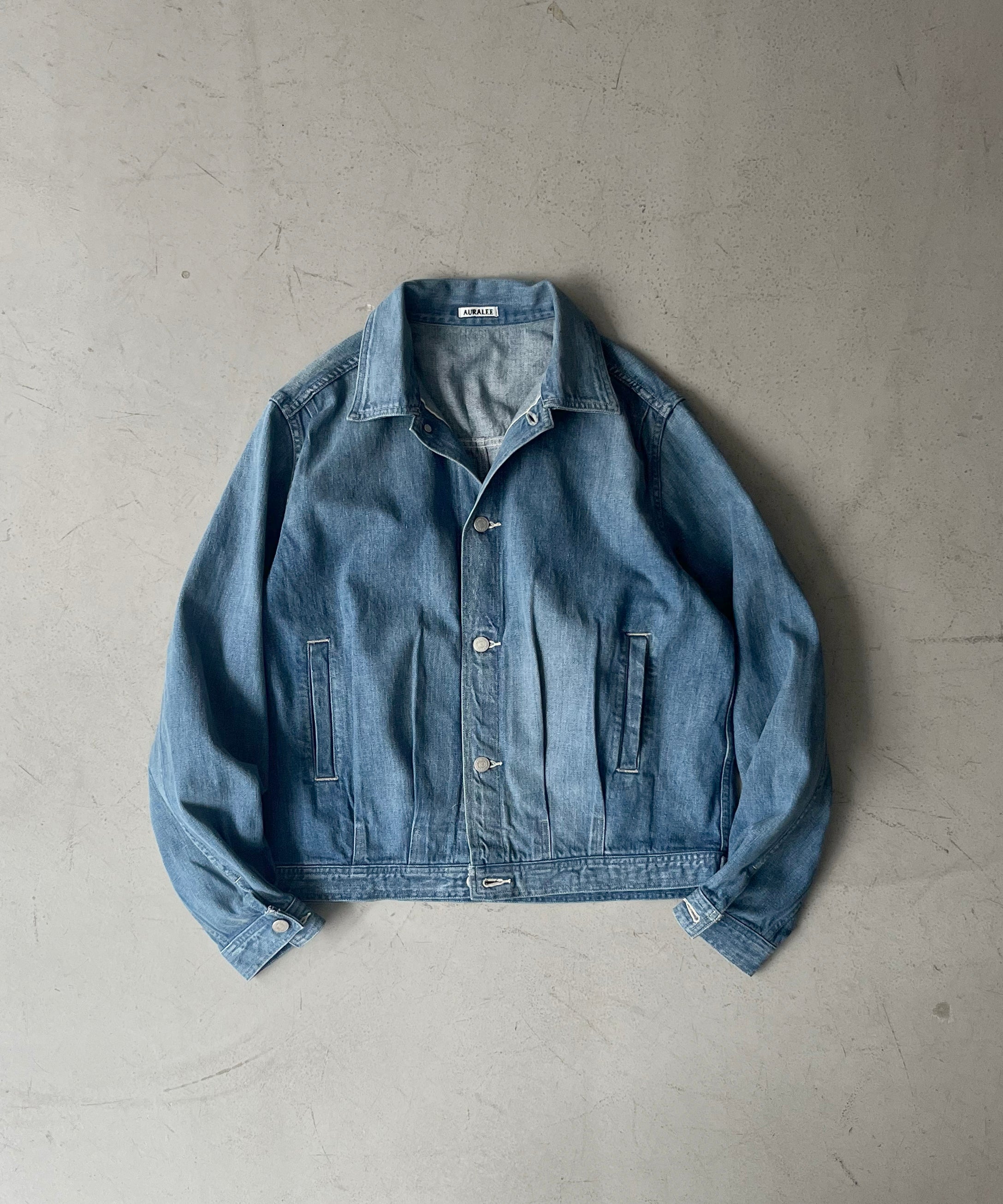 AURALEE Selvedge faded light denim blouson "LIGHT INDIGO"