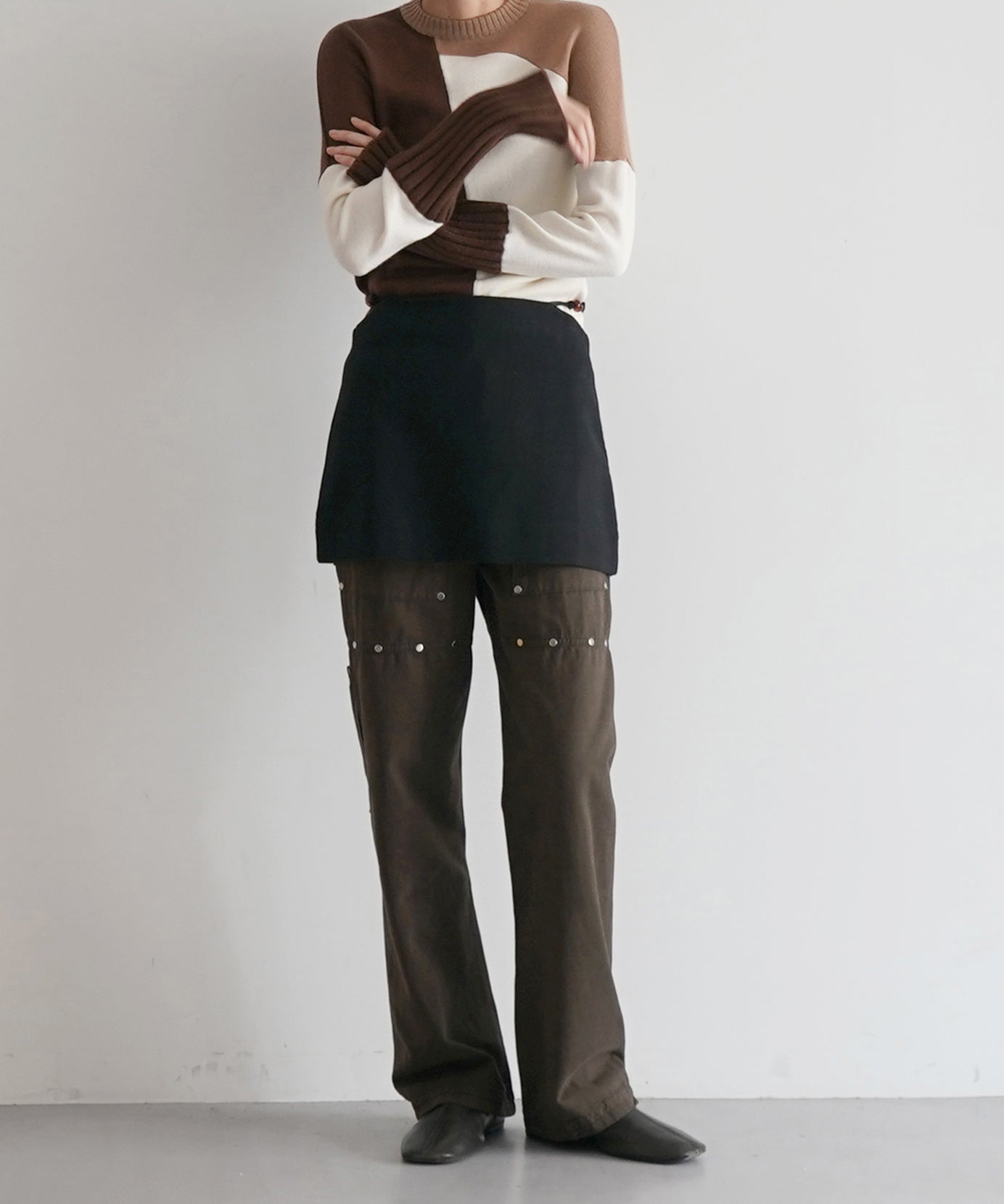 GANNI Cotton suiting mini skirt "BLACK"