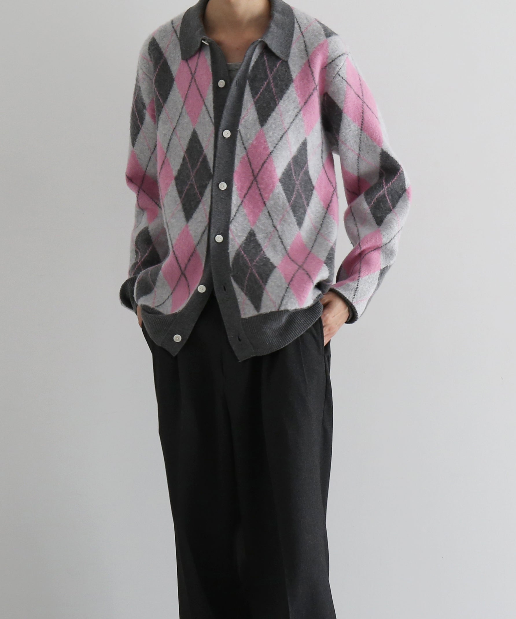 【Pre order】KAIKO Domestic knit polo cardigan "FIGURE BLUE"