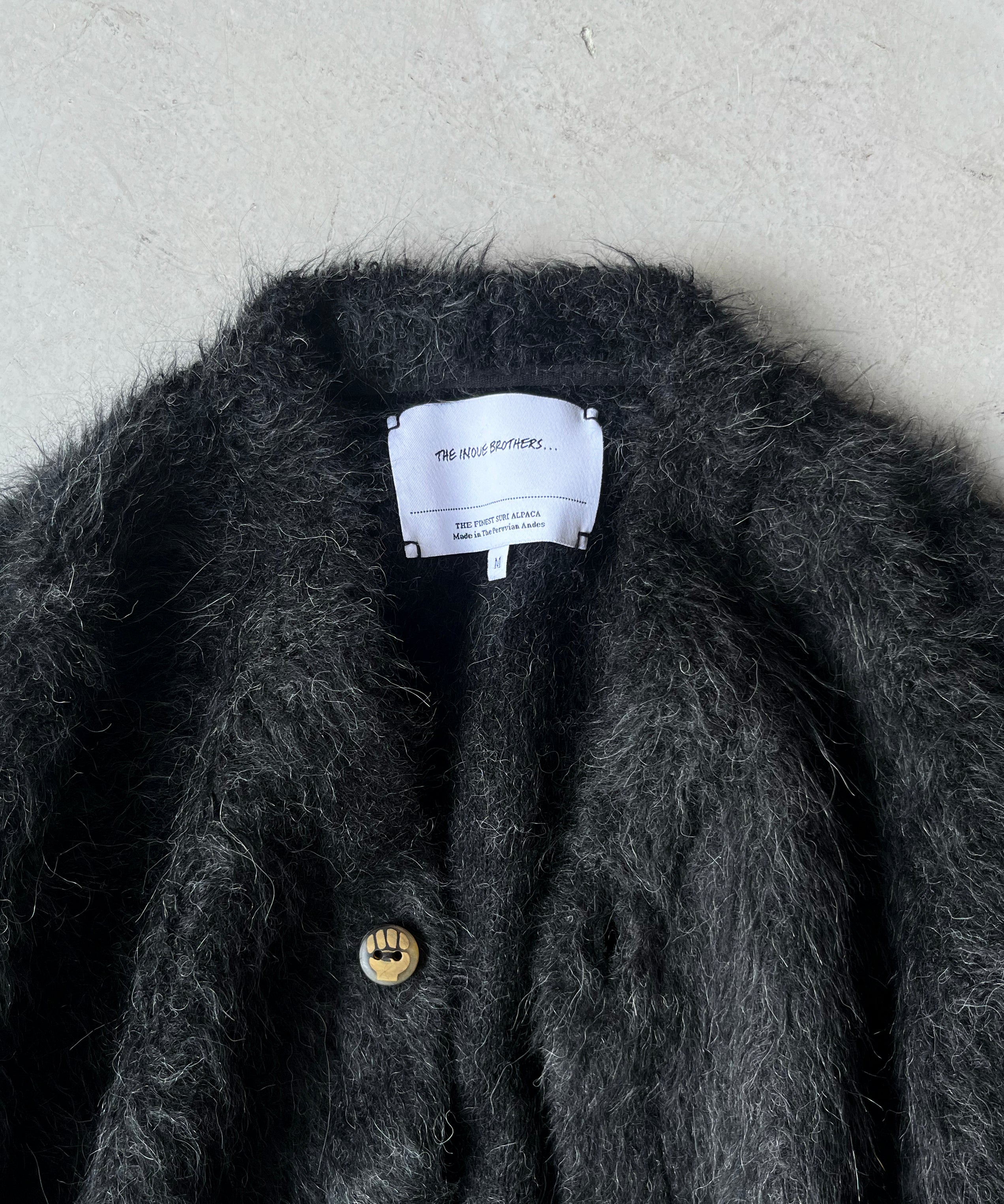The Inoue Brothers Suri alpaca cardigan "BLACK"