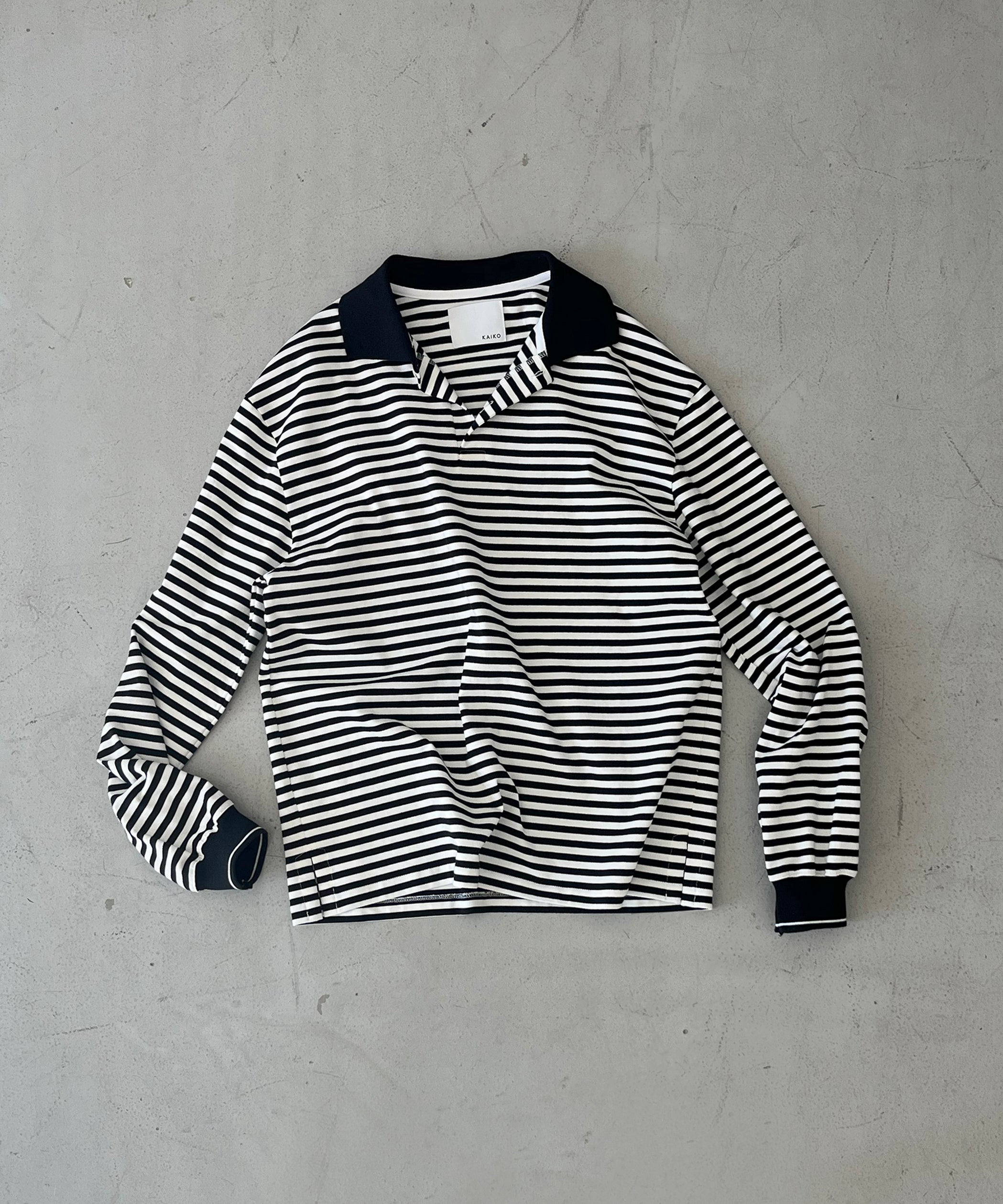KAIKO Long sleeve border polo shirt "BLACK"