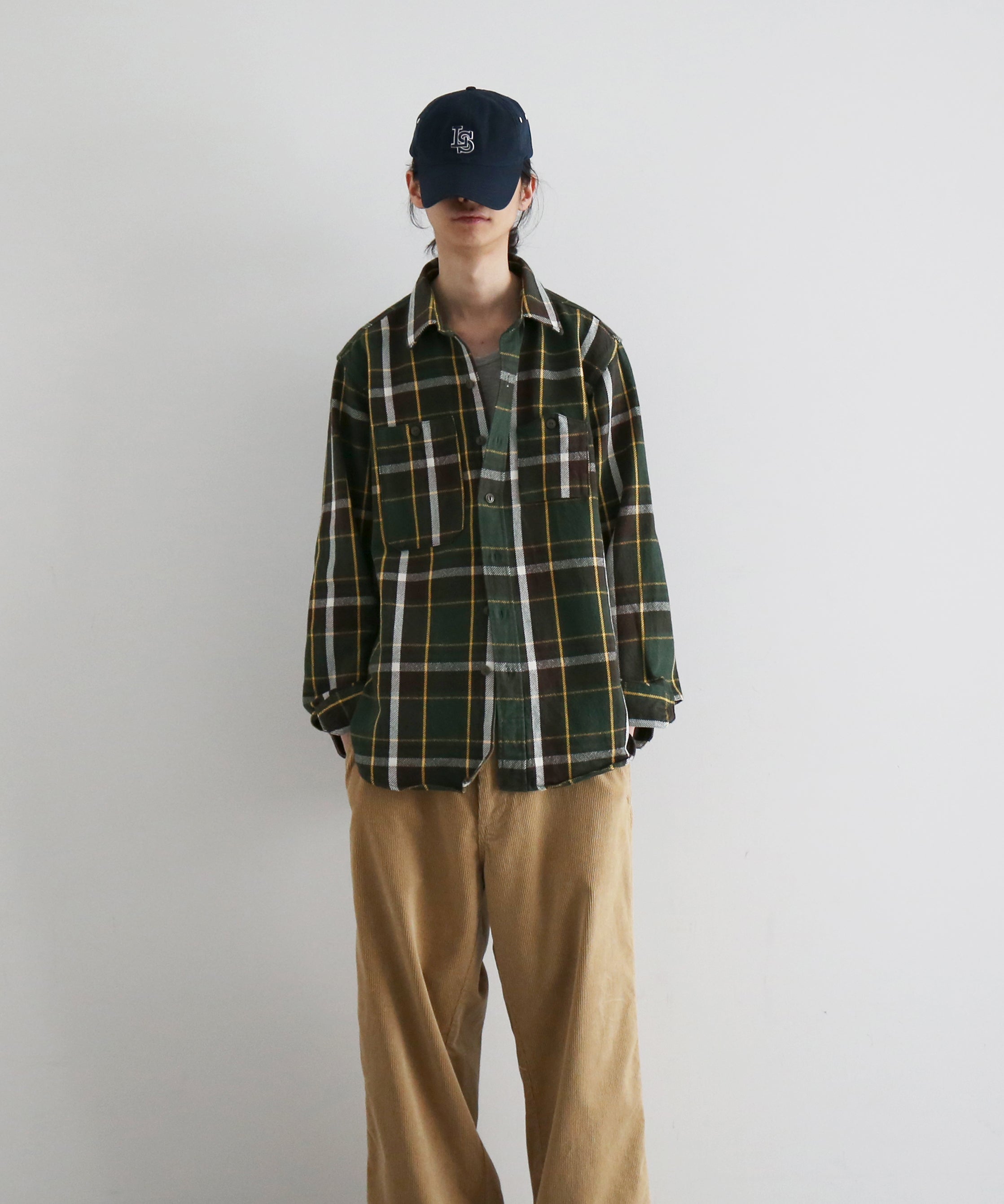 Engineered Garments Work shirt - ctn heavy twill plaid "OLIVE/BROWN"