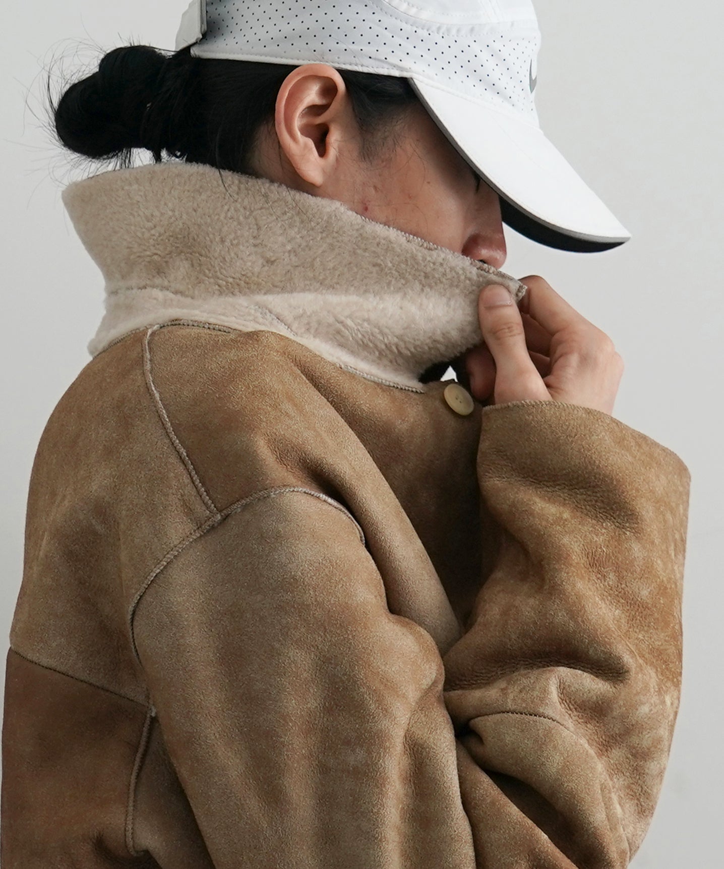 AURALEE Merino mouton shirt blouson "BEIGE"