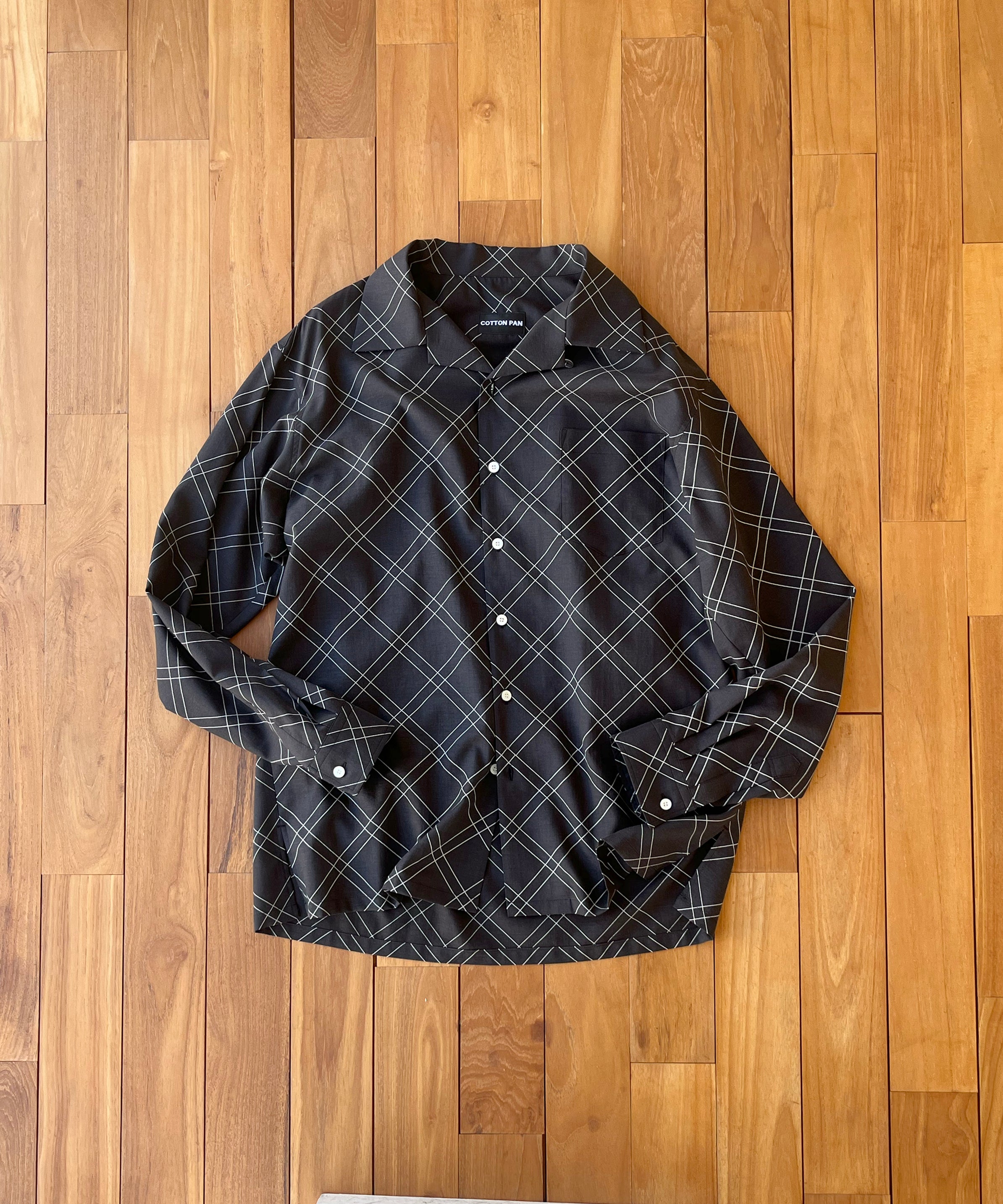 COTTON PAN Dorami l/s 綿シルクシャツchank "GRAY×BLACK"