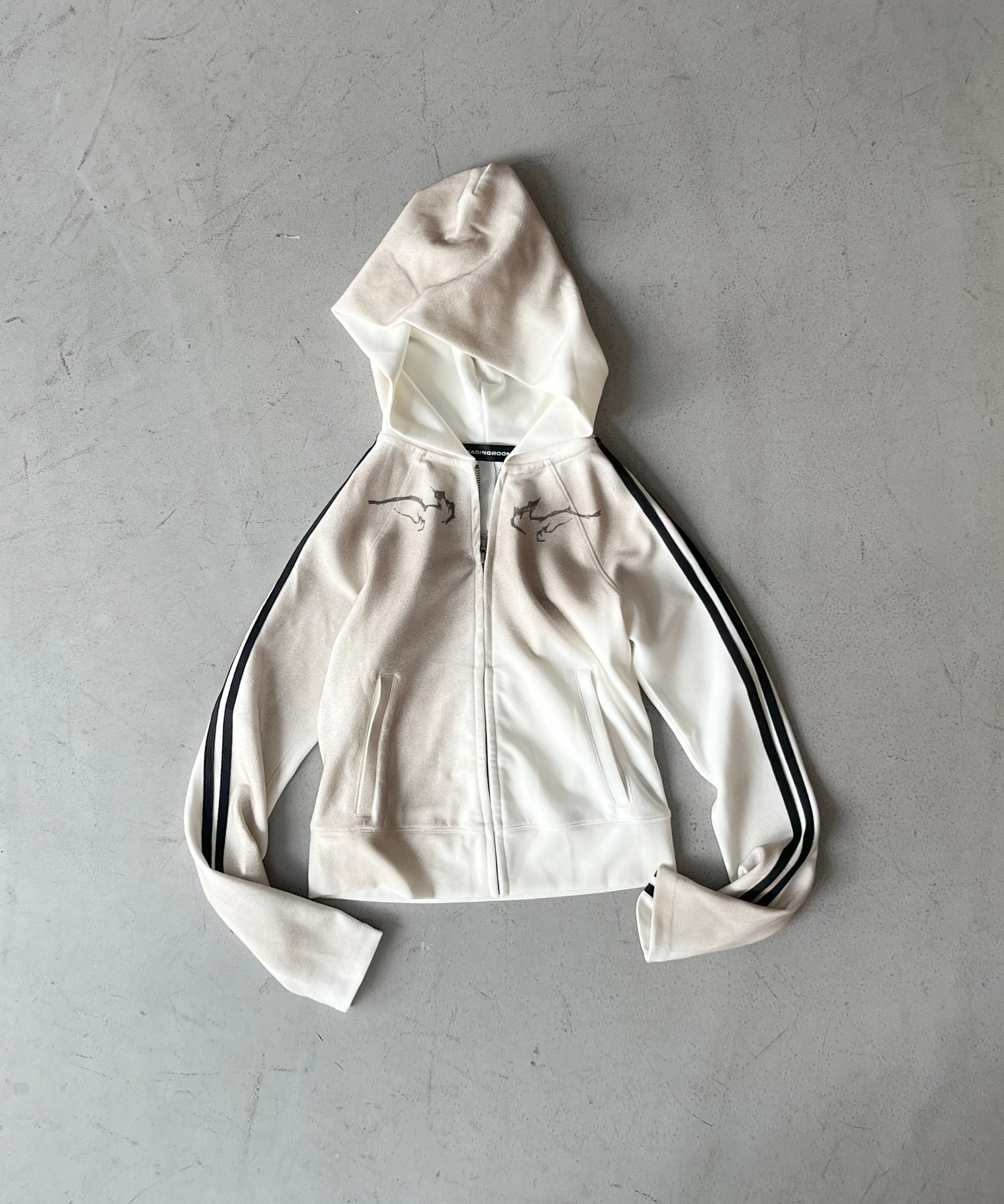 LOADINGROOM Tattoo track hoodie zip "WHITE"