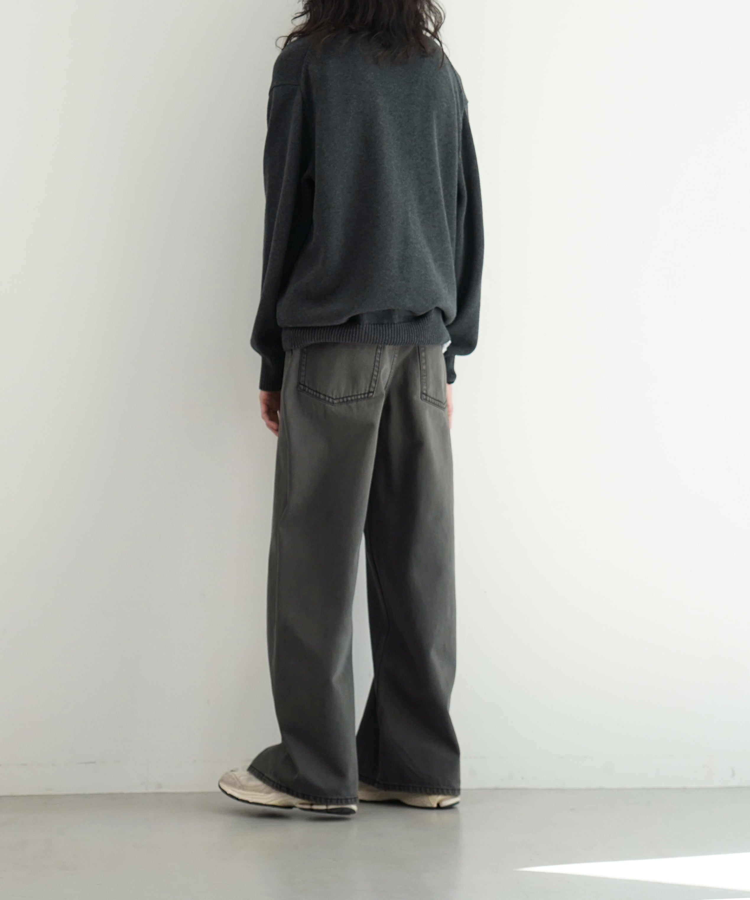 FAX COPY EXPRESS Vintage washed brown-black gardener denim pants "GREY" M