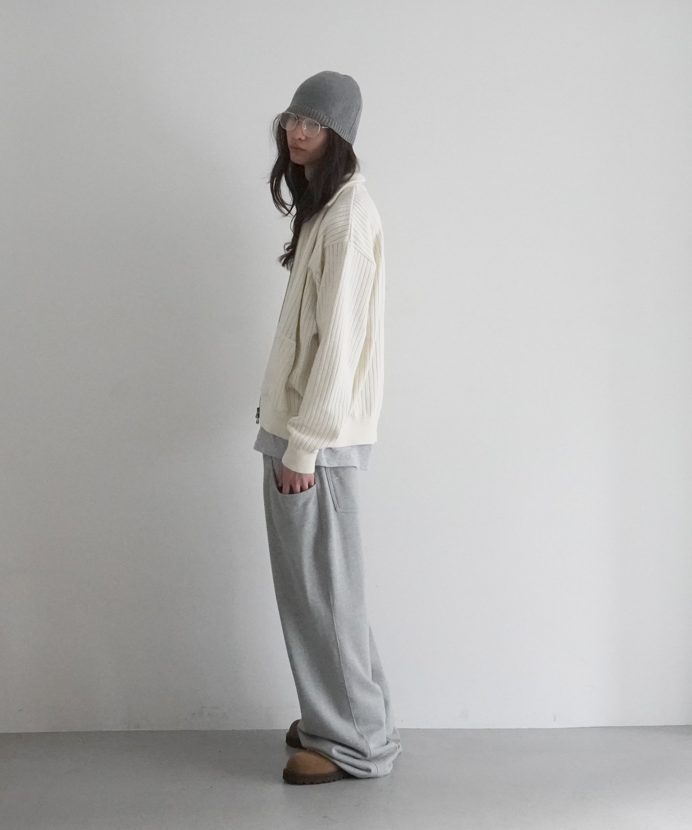 【EXCLUSIVE】crepuscule Stripe mesh drizzler "C.GRAY"
