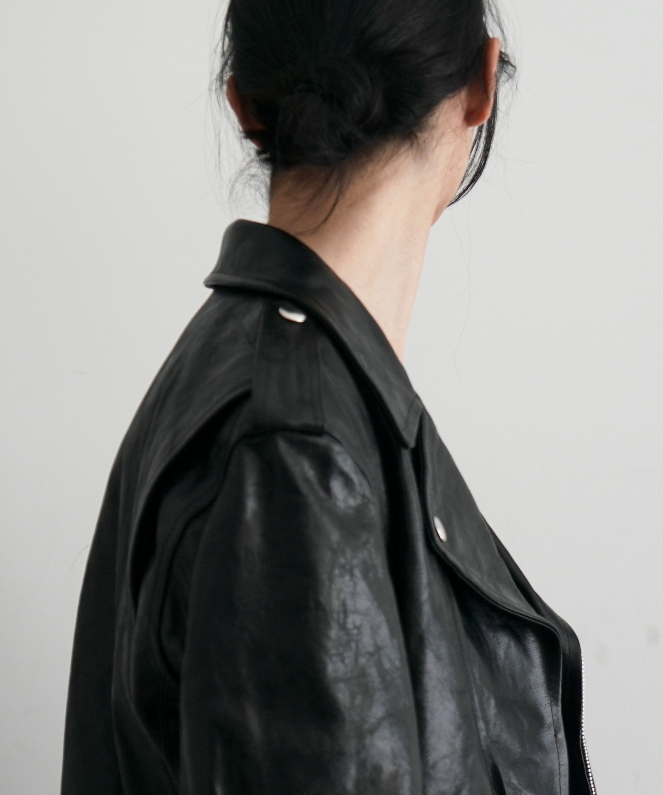 AURALEE Lamb leather riders jacket "BLACK"