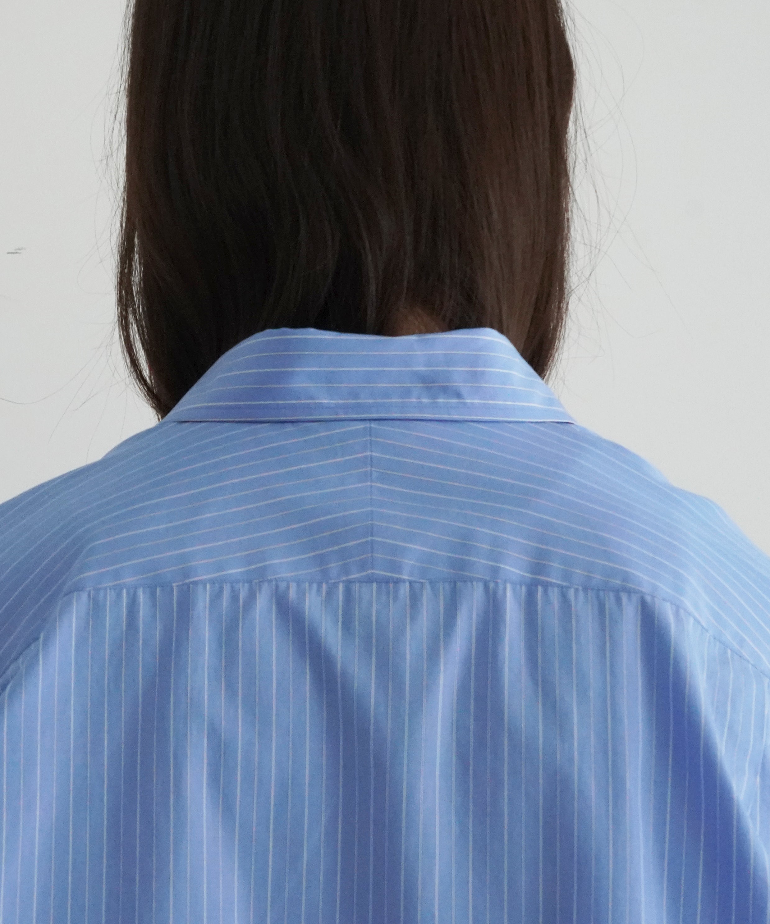 AURALEE Suvin high count cloth stripe shirt "LIGHT BLUE STRIPE"