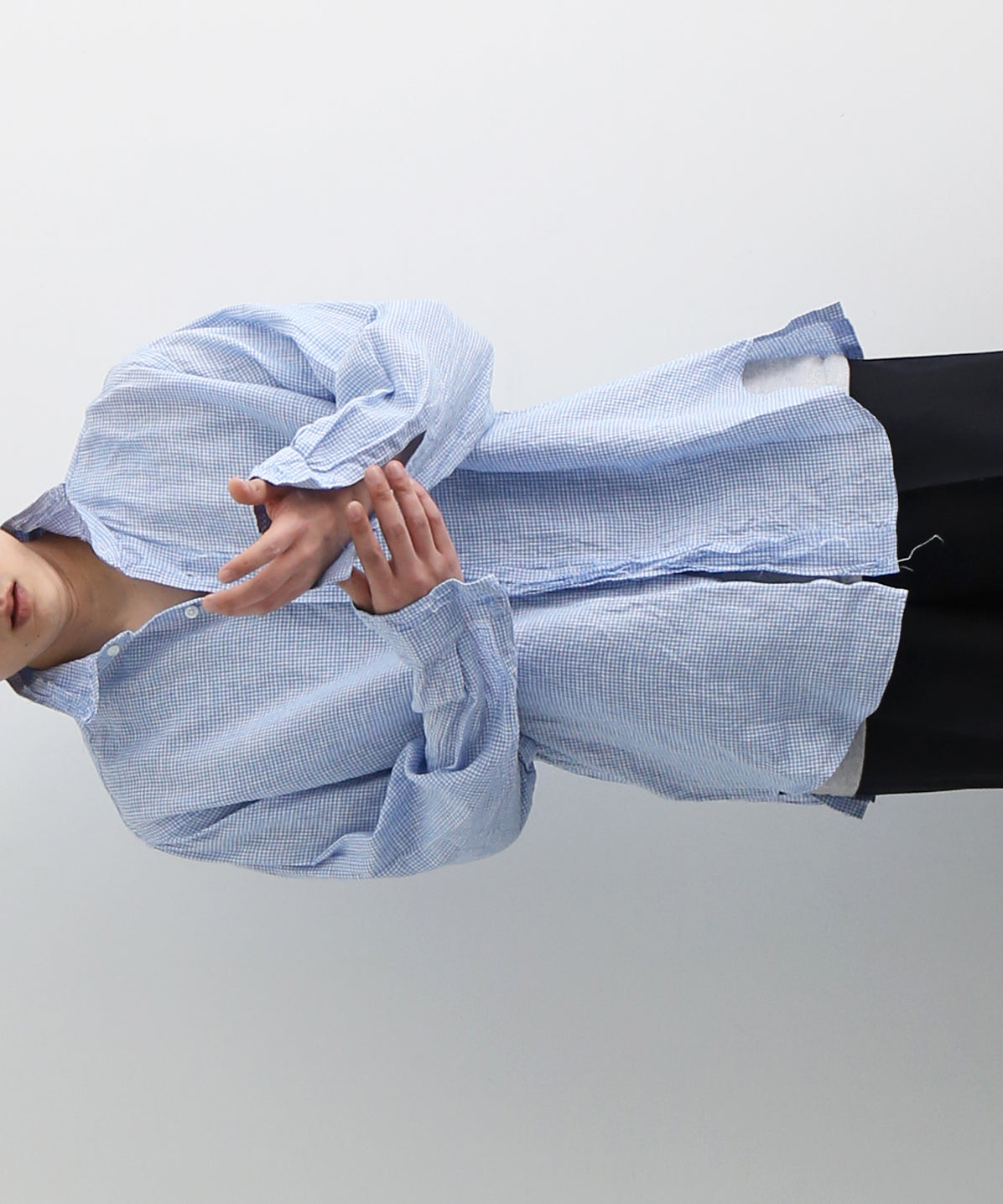 ensou. Rough cut shirt/a "PALE BLUE GINGHAM"