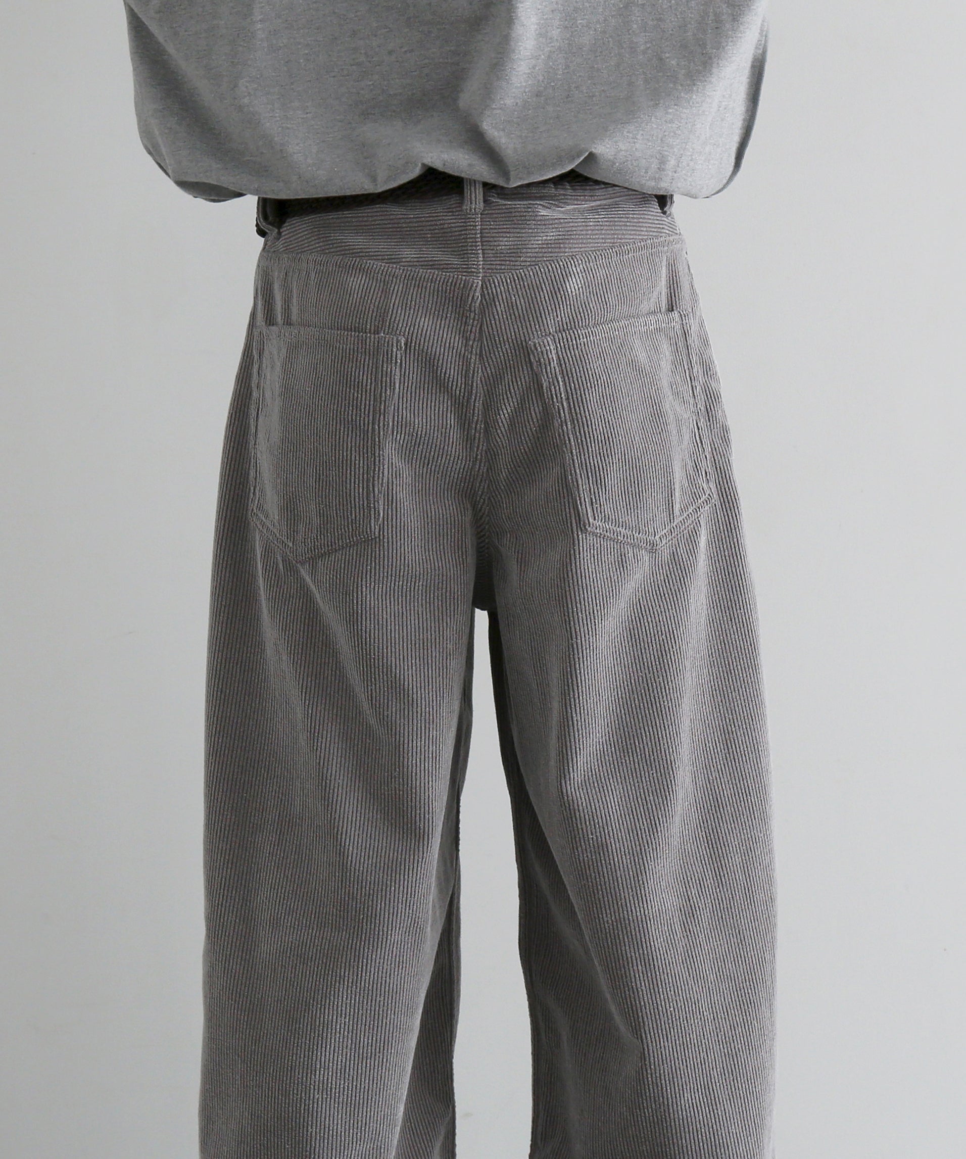 REVERBERATE Flocky corduroy pants - wide "GREY×OFF WHITE"