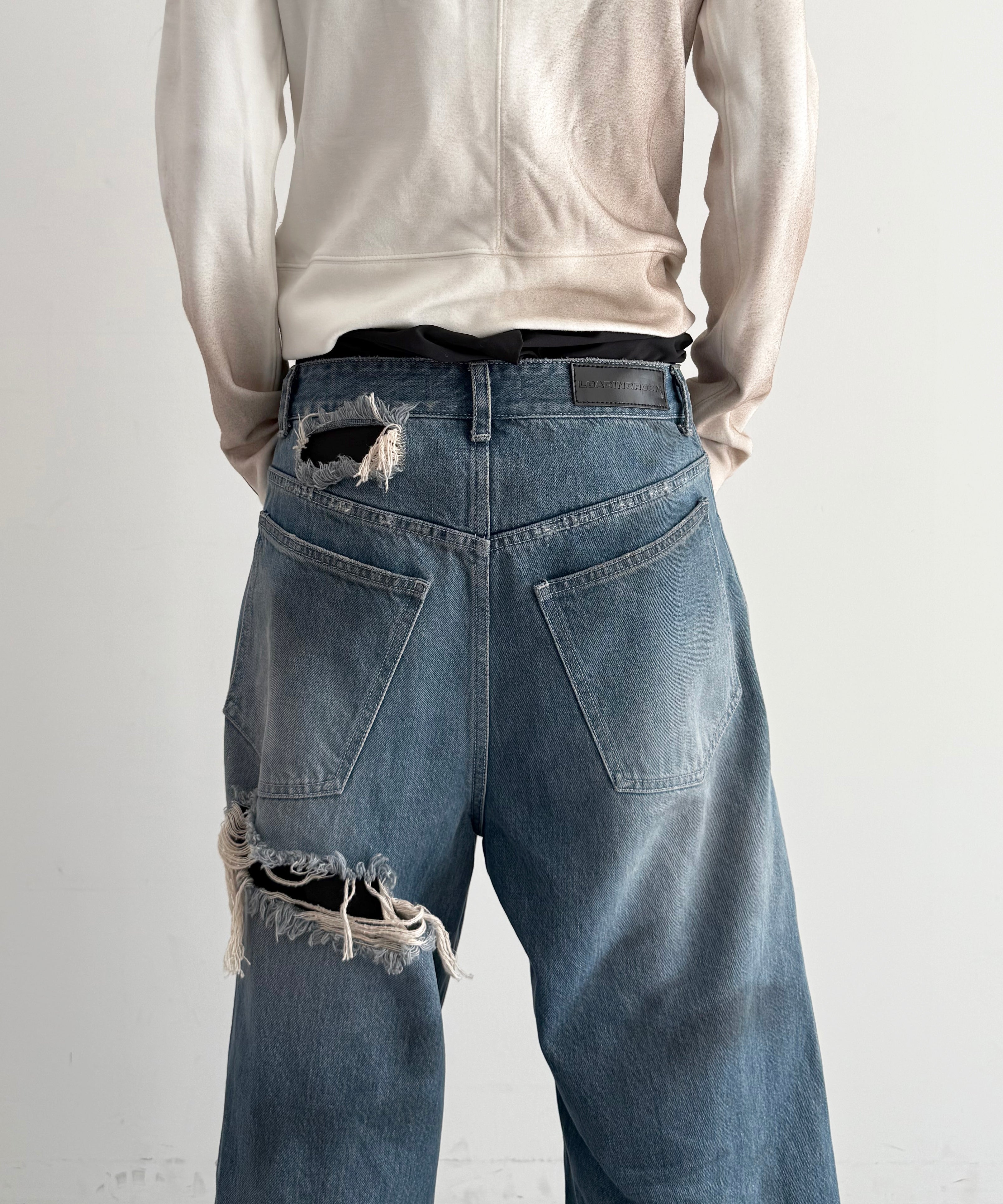 LOADINGROOM Double denim track pants women "DIRTY BLUE"