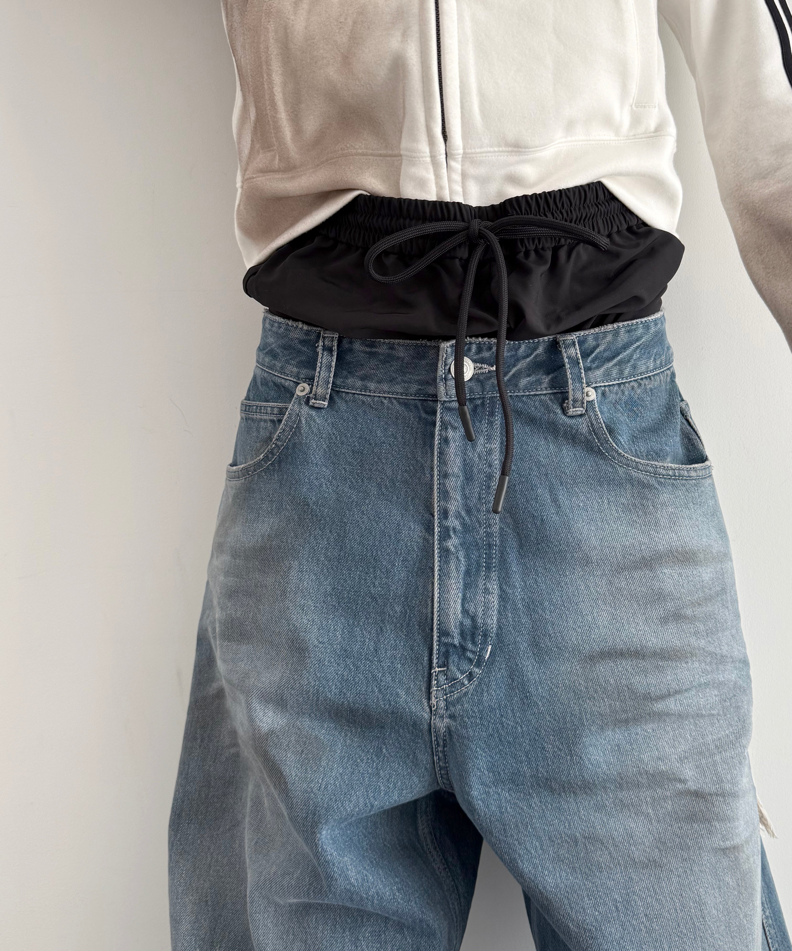 LOADINGROOM Double denim track pants women "DIRTY BLUE"