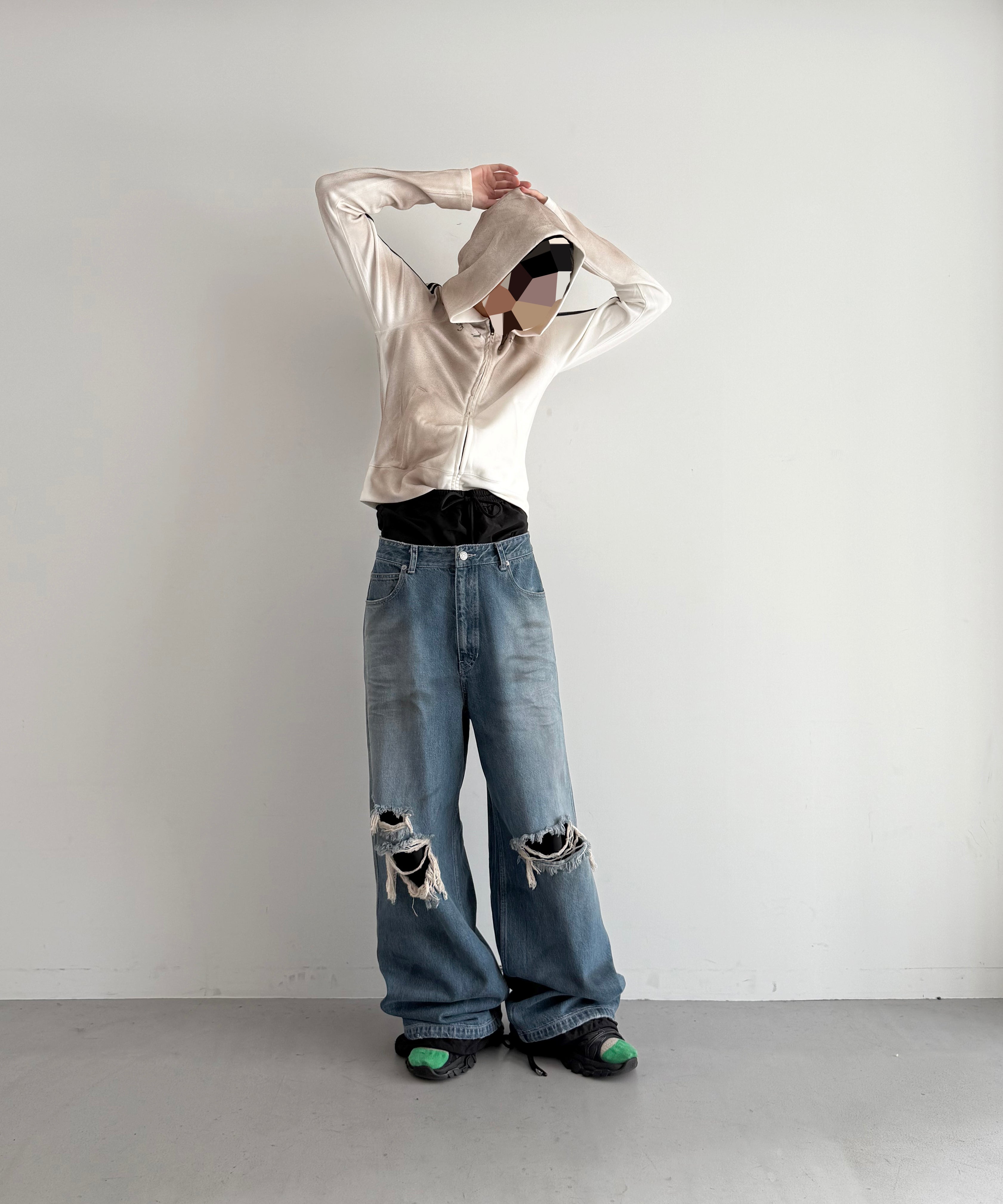 LOADINGROOM Double denim track pants women "DIRTY BLUE"