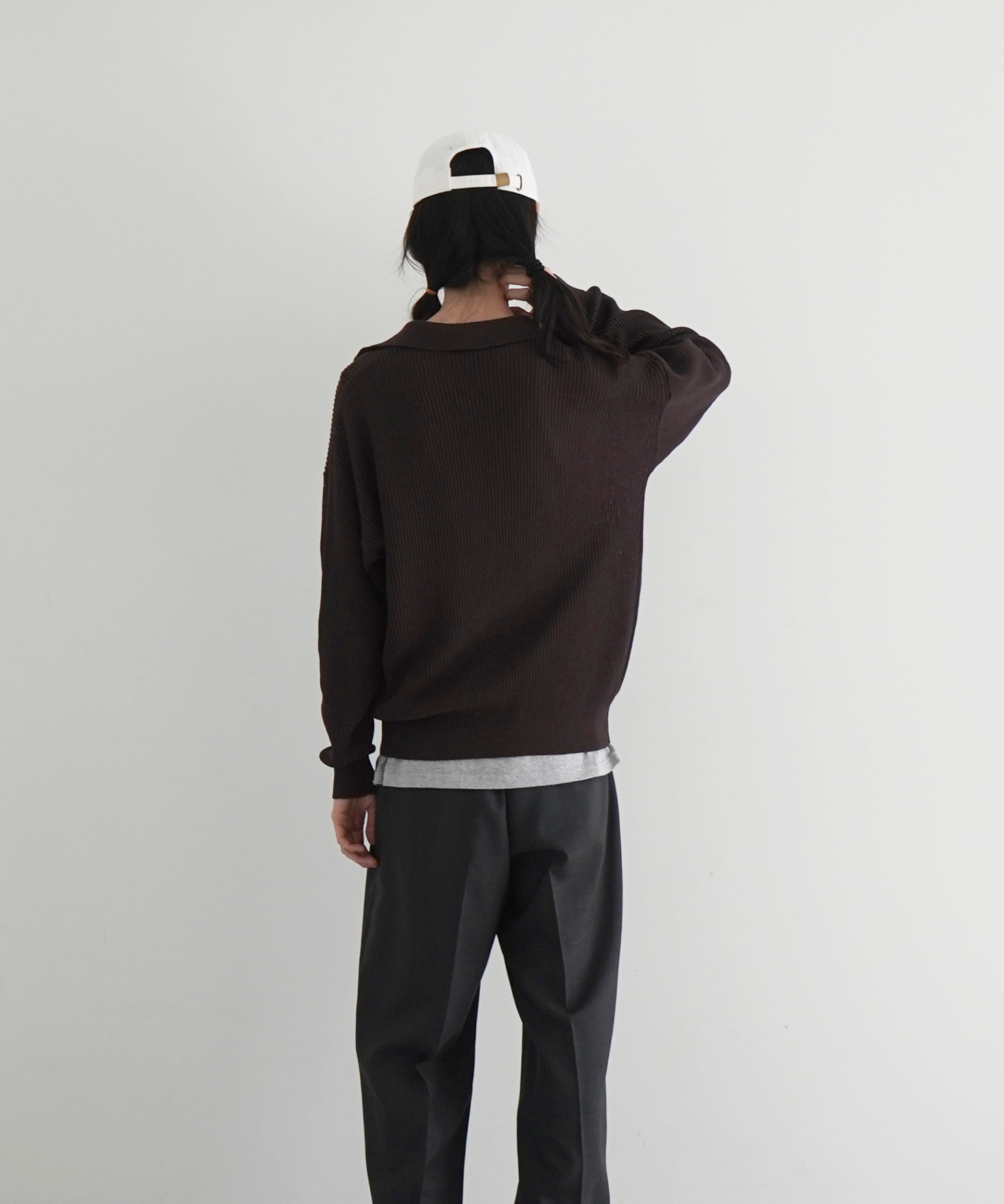OLD FOLK HOUSE Skipper knit "DARK BROWN"