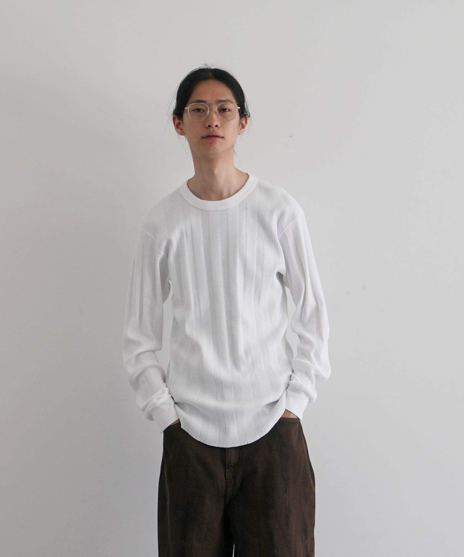 UNUSED Us2484 rib long sleeve tee "HEATHER"
